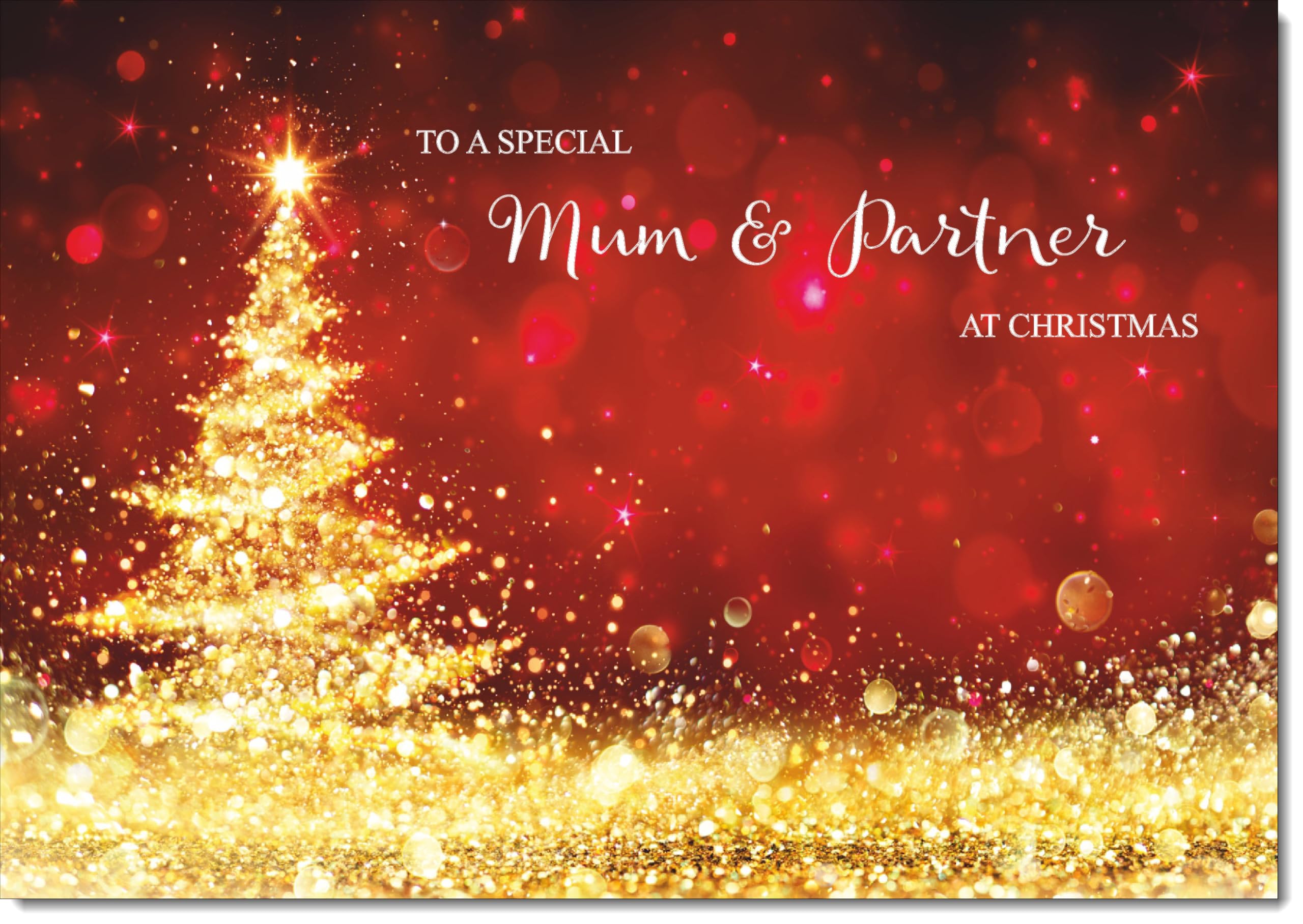 doodlecards Mum and Partner Christmas Card Gold Abstract ChristmasTree Large A4 Size Christmas Card for Mum & Partner with Plain Envelope — image 1
