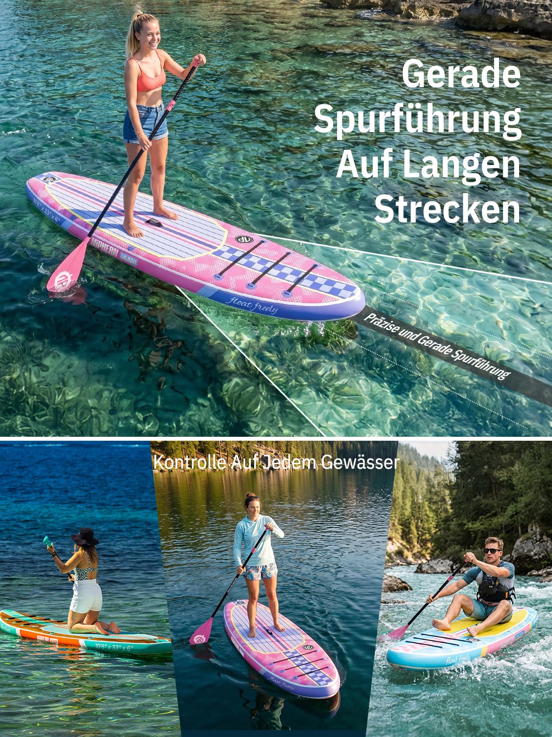Niphean 320cm Stand Up Paddling Board, Ultraleicht SUP Board mit SUP Zubehör, Rutschfestem Deck, Tragbares Lite Paddle Board Ultimative Stabilität für Jugendliche&Erwachsene Langstreckenabenteuer