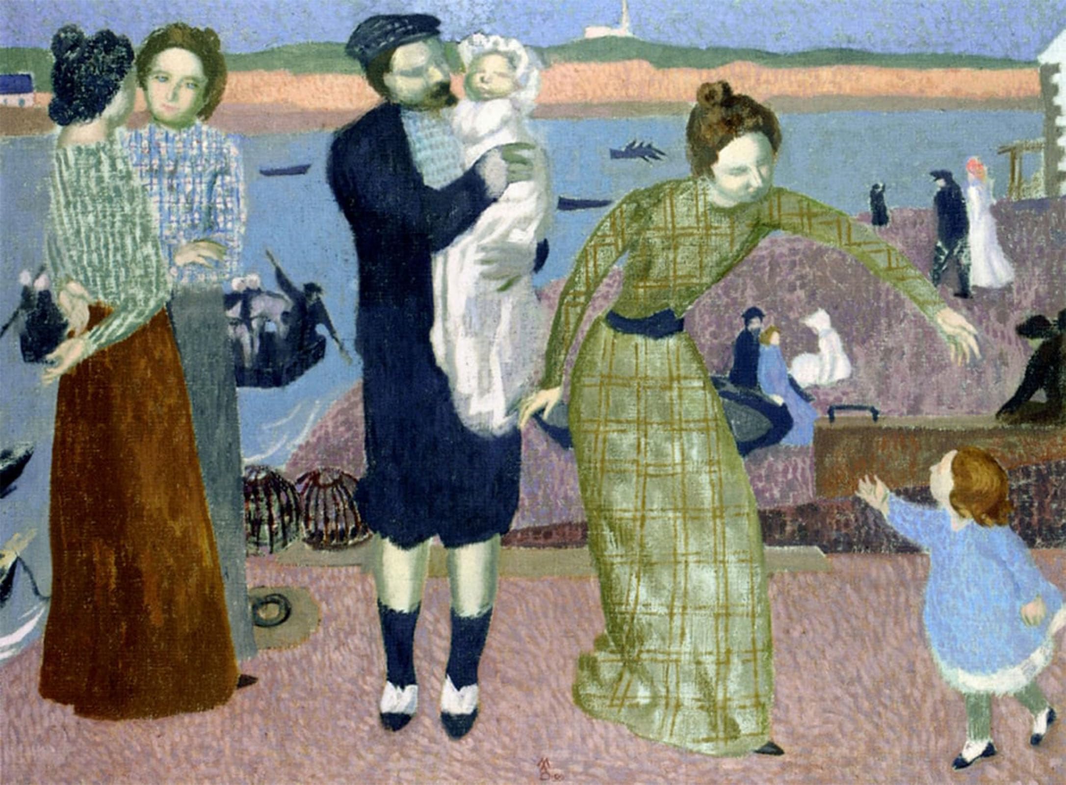 SERENDIPITP Retro Picture Poster Wall Art Pictures Painting Parisians At the Seaside by Maurice Denis Wall Art Canvas Print for Wall Decor 60x90cm