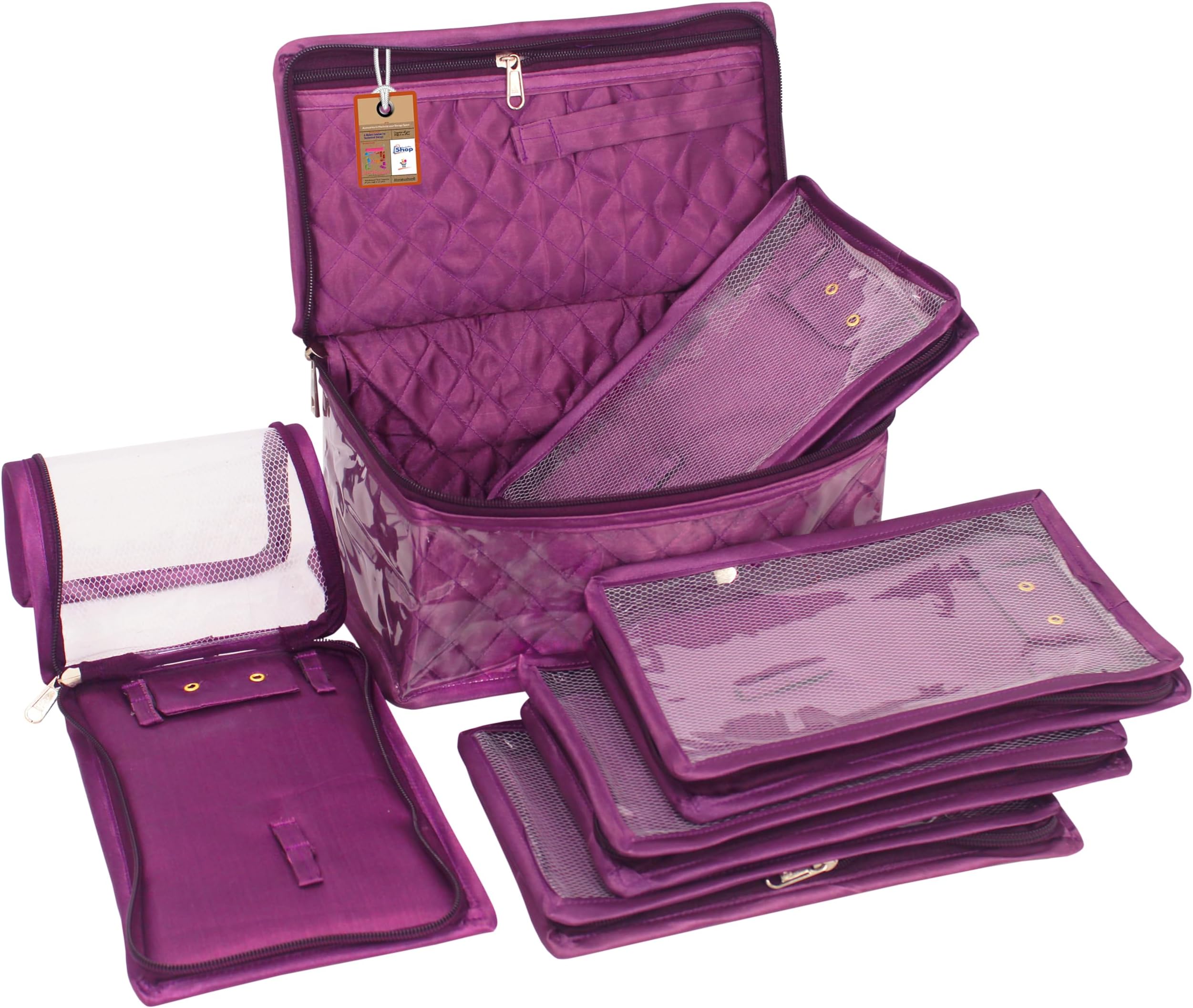 atorakushon Women's Satin Makeup Pouches (Purple)