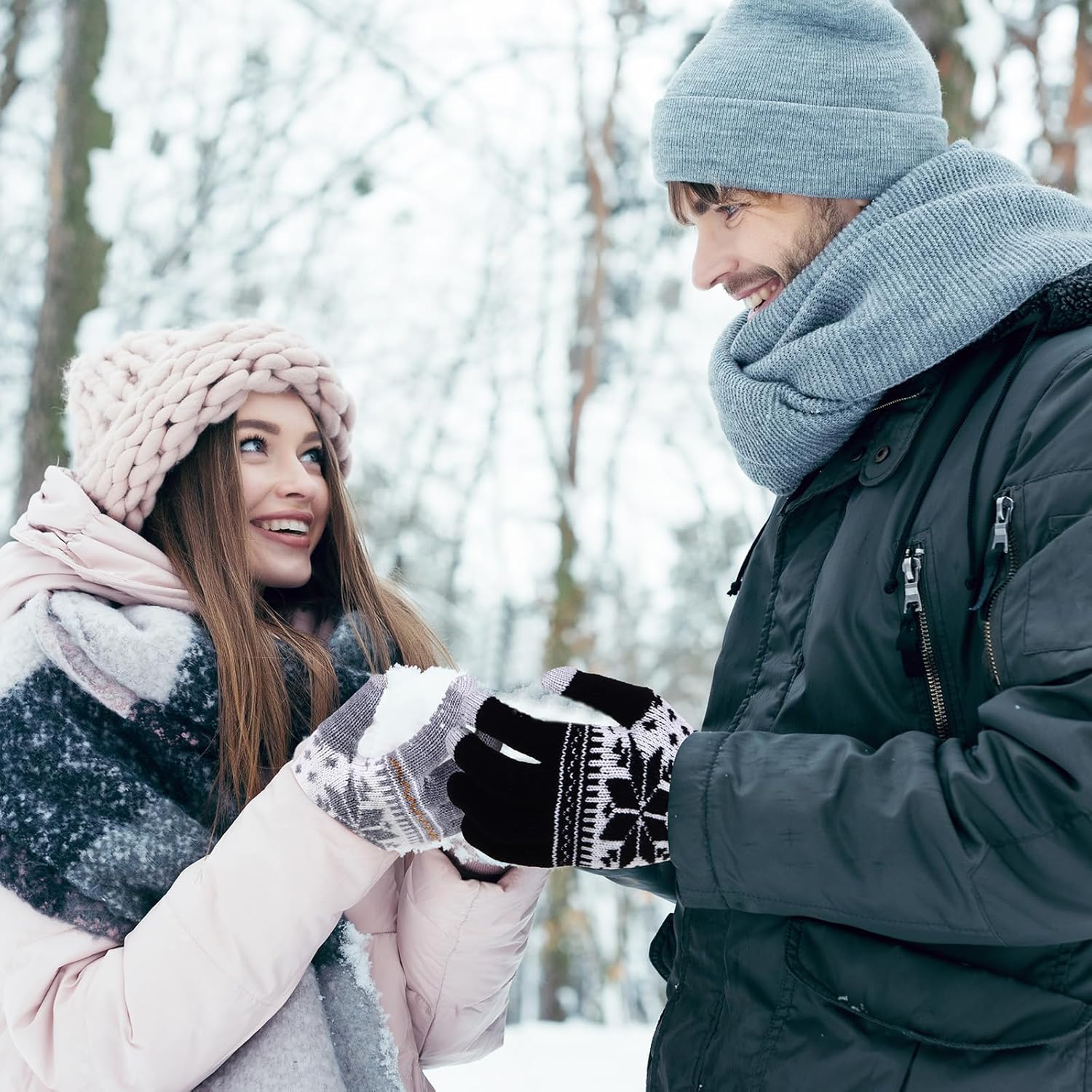 Liitrsh 72 Pairs Winter Touchscreen Gloves - Bulk Knit Warm Snowflake Stretchy Texting Gloves for Christmas Gifts for Women