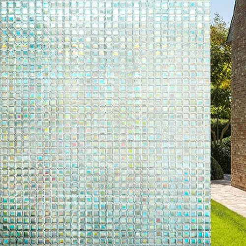 Película para ventana de arco iris, prisma iridiscente, mosaico de mosaico para ventana, película de privacidad con bloqueo UV, cubierta de vinilo