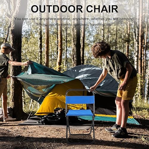 Miniatura 8 de Luxshiny Silla plegable pequeña ligera portátil al aire libre plegable taburete de camping con marco diseño ergonómico para adultos de pesca y uso