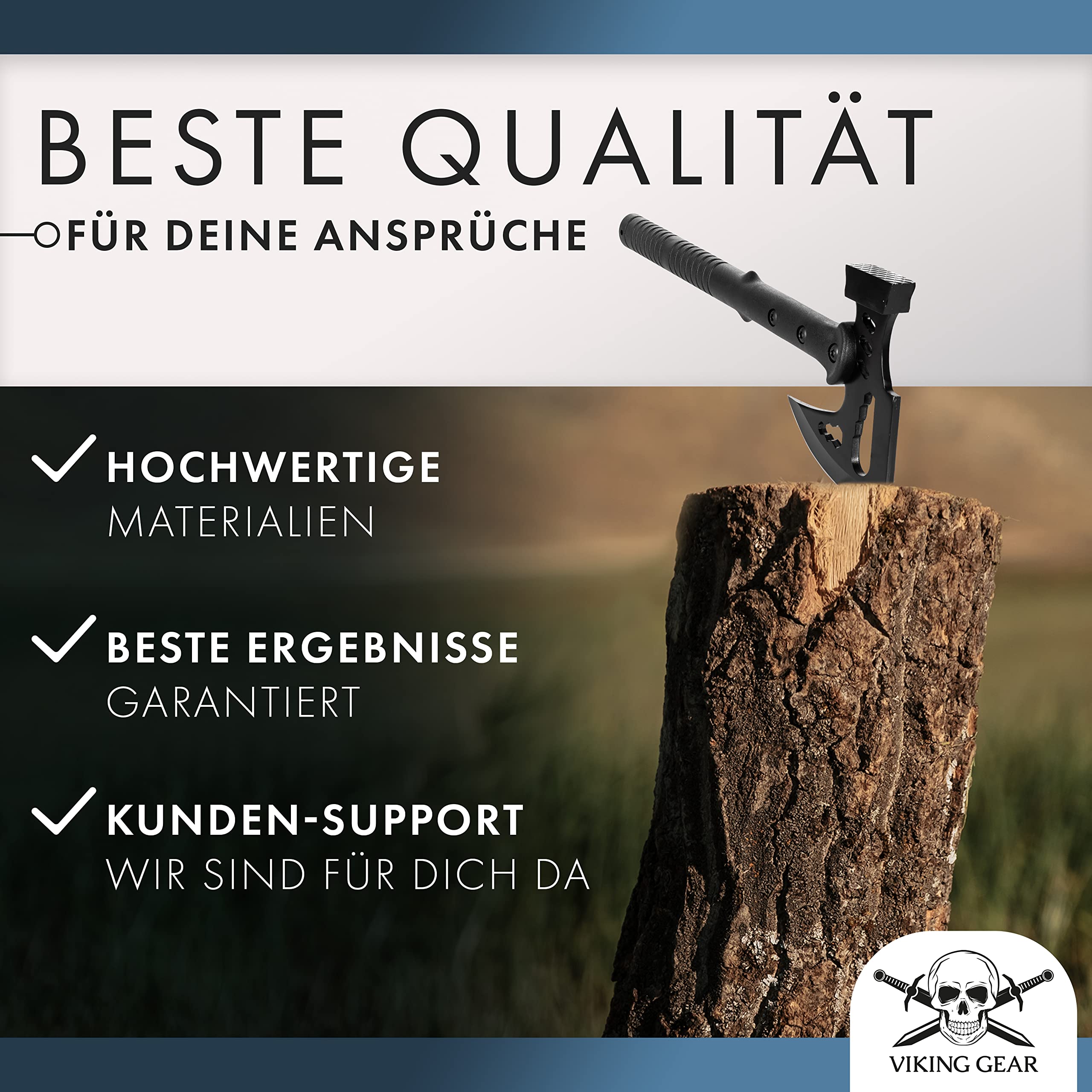 Viking Gear Axt Survival Black Ragnar Edition Hammer als Camping Beil – Axt zum Holzspalten - Bushcraft für Outdoor Abenteuer Campingaxt – M48 Tactical Tomahawks Axe