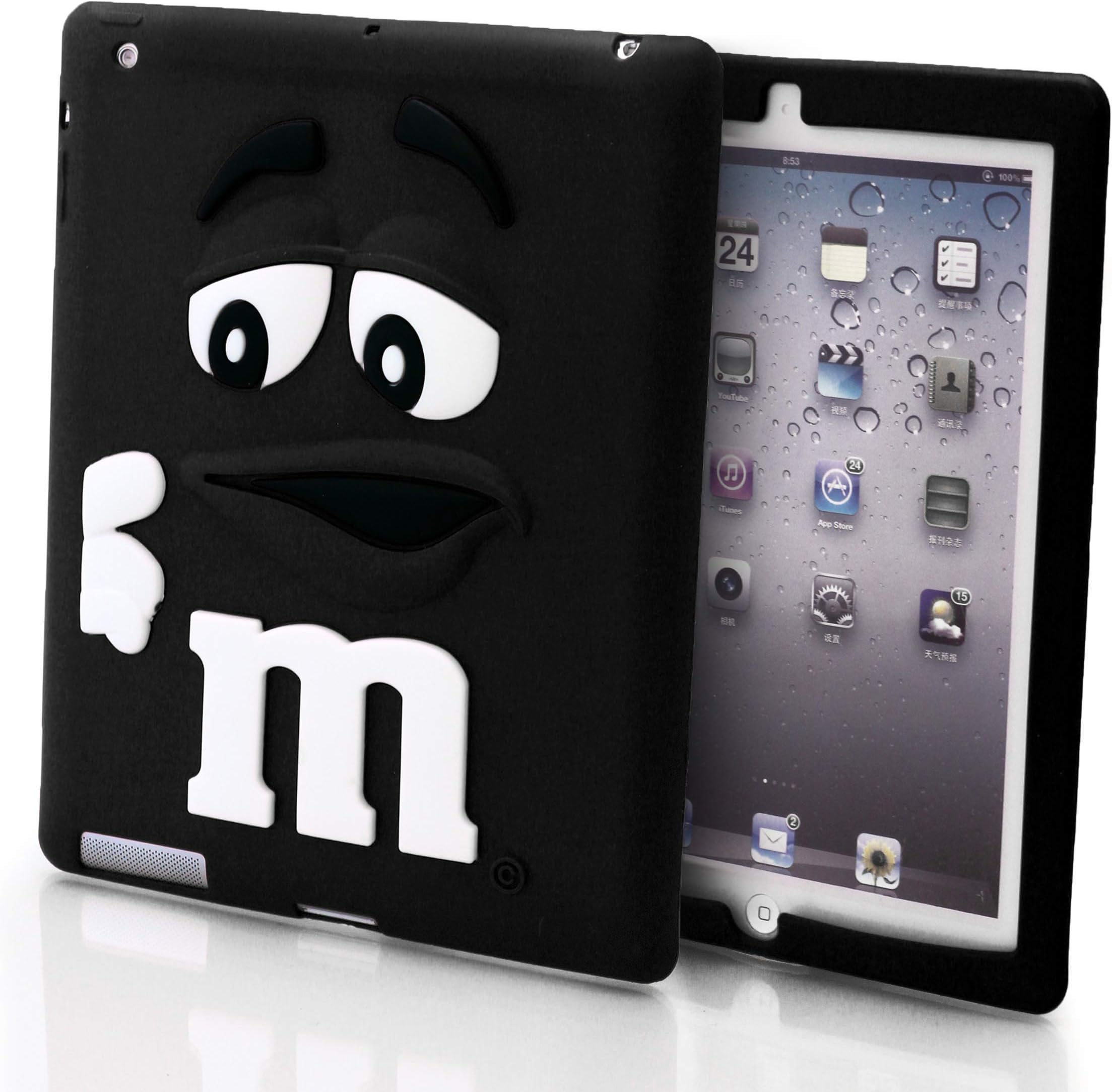 TechDealsUK Soft Silicone 3D M&M Bean Chocolate Candy MM Case Cover For Apple iPad Mini 1st 2nd and 3rd Generation (Black)