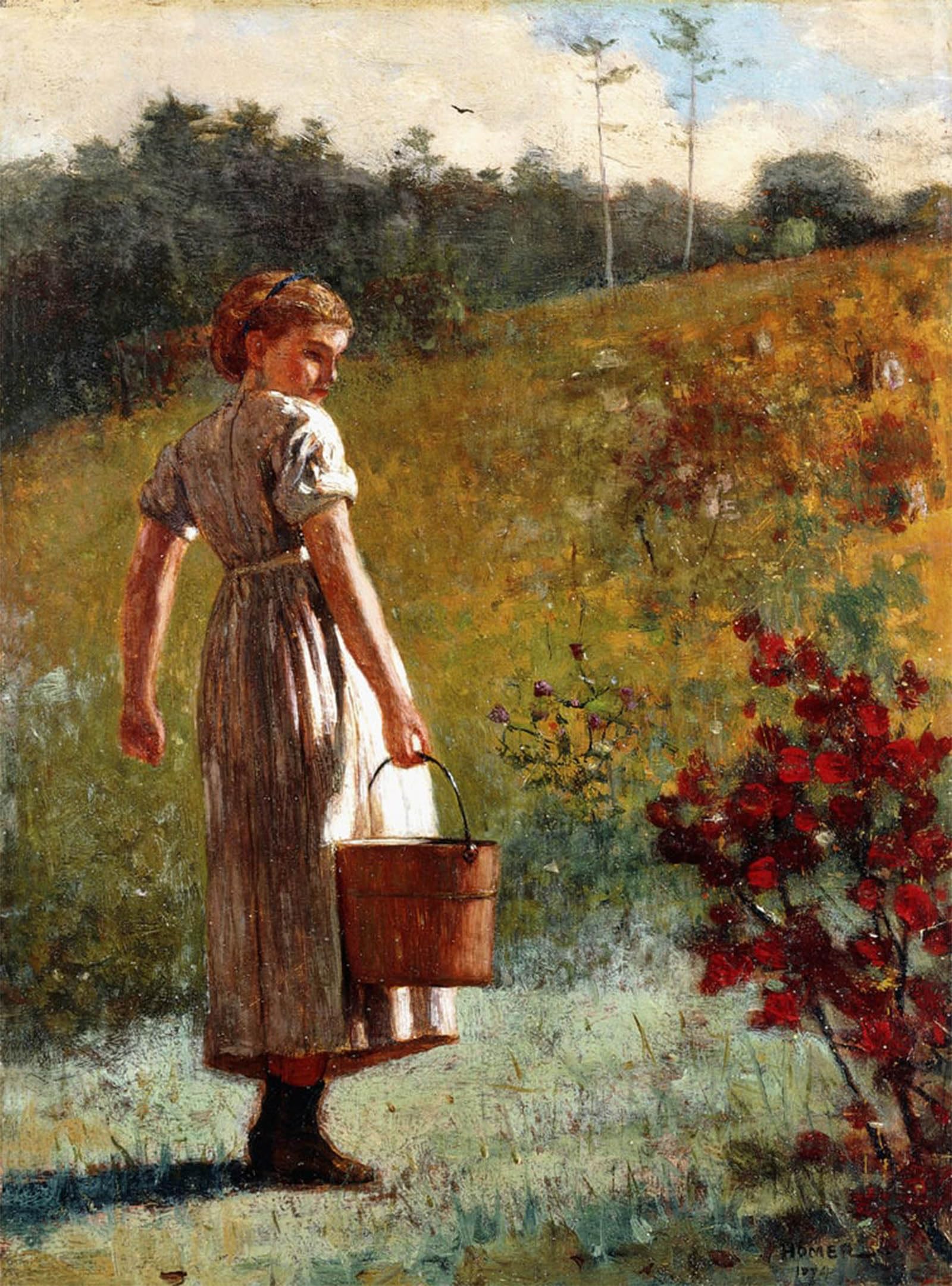 ARTXLXXBN Famous Print Painting Colorful Art Print Returning From the Sping by Winslow Homer Canvas Art Decorations for Home Decor 60x90cm