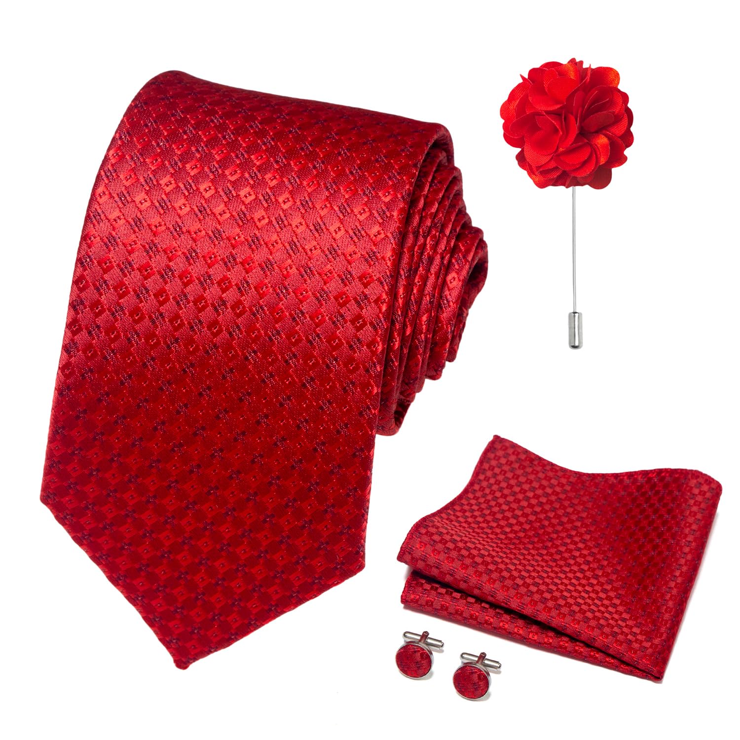 joy alice 70 Colors Ties Set Men Mixed Color Necktie Handkerchief Cufflinks Brooch 3.15 Formal