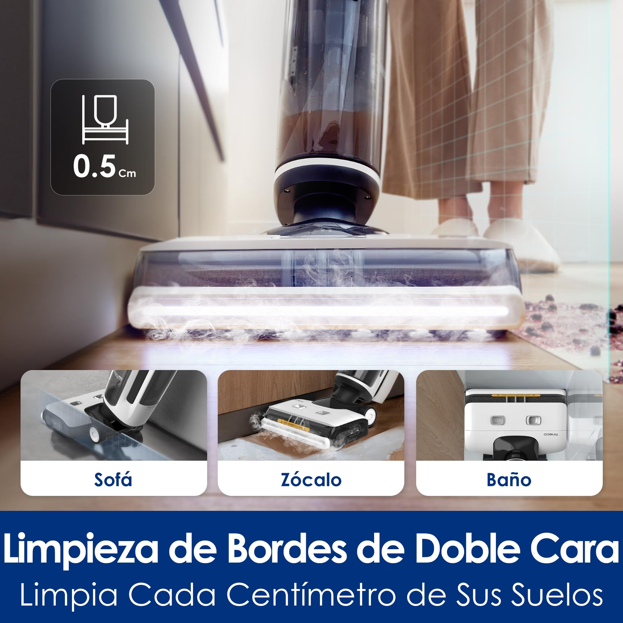 Tineco Floor One S7 Steam Limpiador de Suelos Inalámbricos, Escoba Vapor para Sucios Pantimedias en Suelos Duros con Pantalla, Autolimpieza, Limpieza de Bordes, Autopropulsión | Vapor caliente a 140° C, Limpieza Autopropulsada, Ligera e Inalámbrica, Aspir