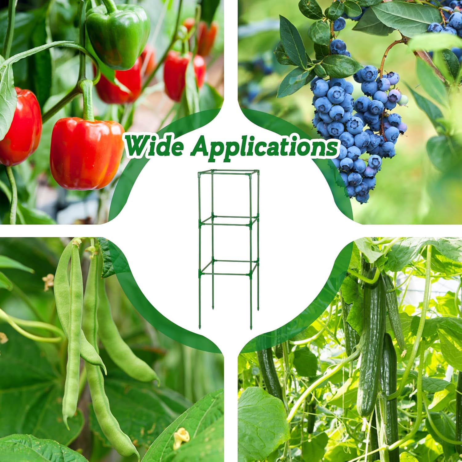 PAMASE Tomato Cages for Garden - 45x14.5x14.5in Square Tomato Plant Support Pole, Heavy Duty Steel Plant Tower Stakes Cucumber Trellis for Climbing Vegetable Flowers Fruits, 4 Pack