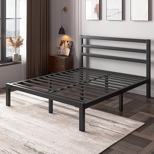 Miniatura 8 de Base de cama tamaño Queen, base de plataforma de cama resistente con fuerte base de metal, almacenamiento debajo de la cama, base para colchón, no