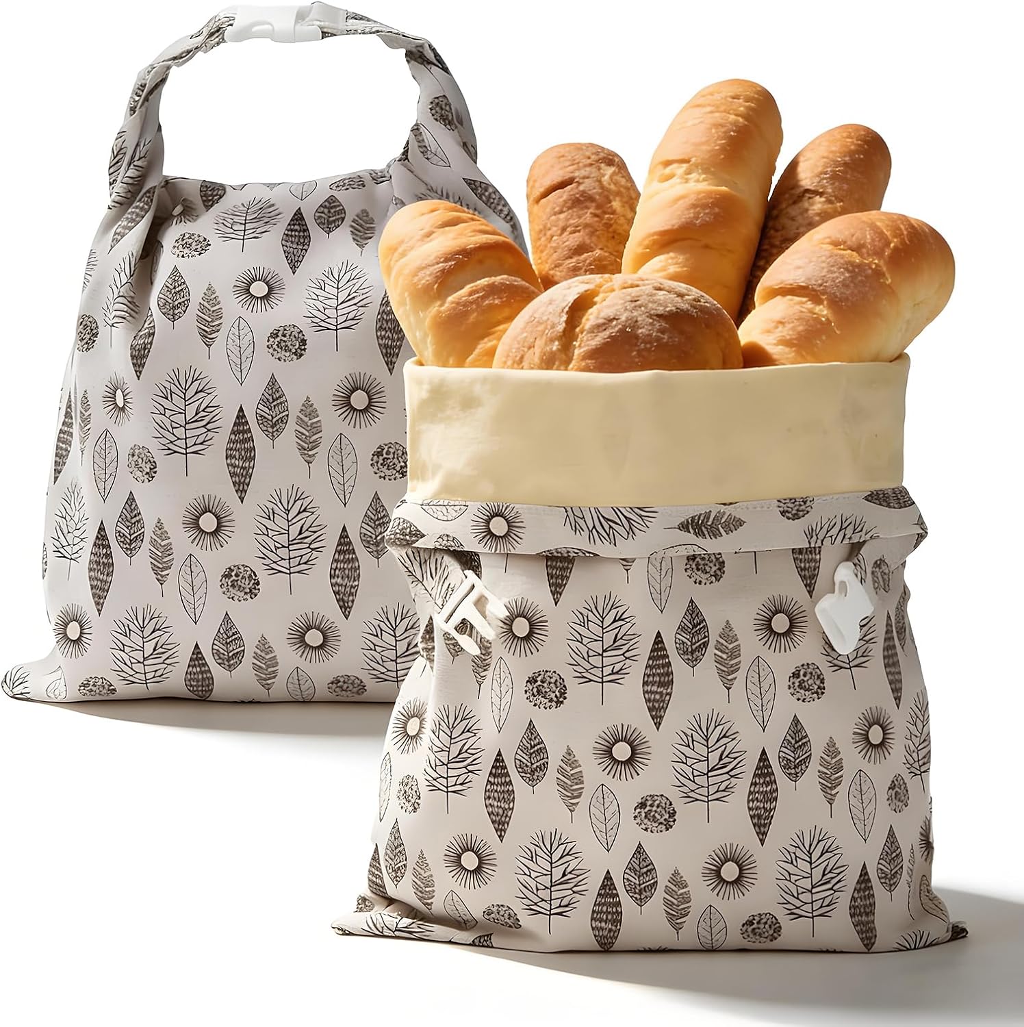 2Pcs Reusable Beeswax Bread Bags for Homemade Bread - Beeswax Lined Linen Bread Bag for Sourdough Storage, Eco-Friendly Pastry Bags for Baked Goods, 17"×13" Bread Freezer Bags