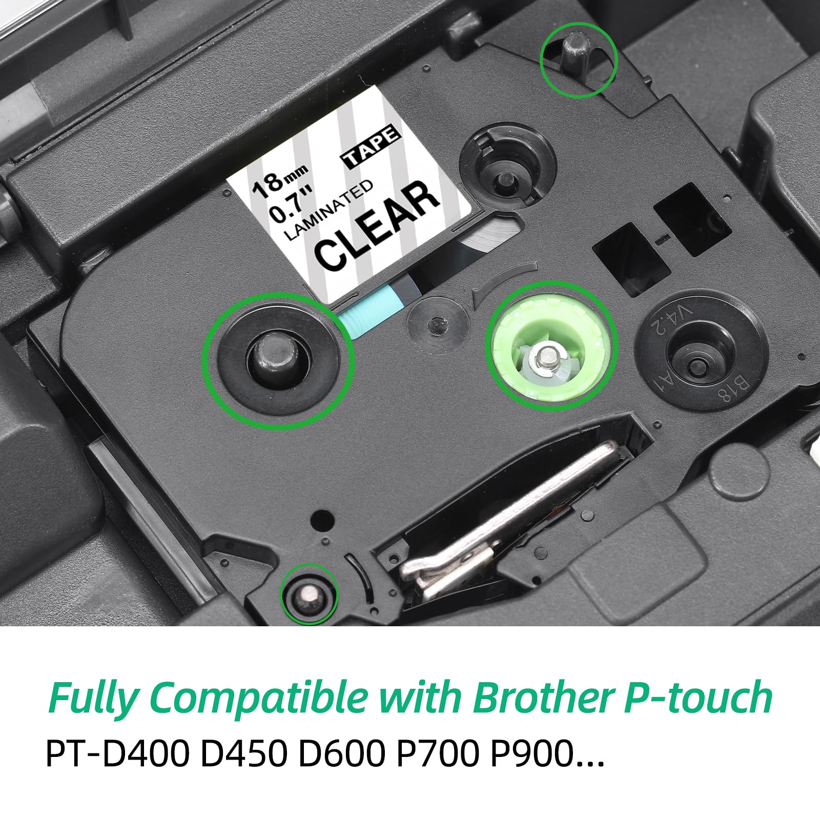 4 Nastri Etichette Compatibili Brother 18mm TZe-141 - Nero Su Trasparente, 8m Cadauno, Per P-Touch