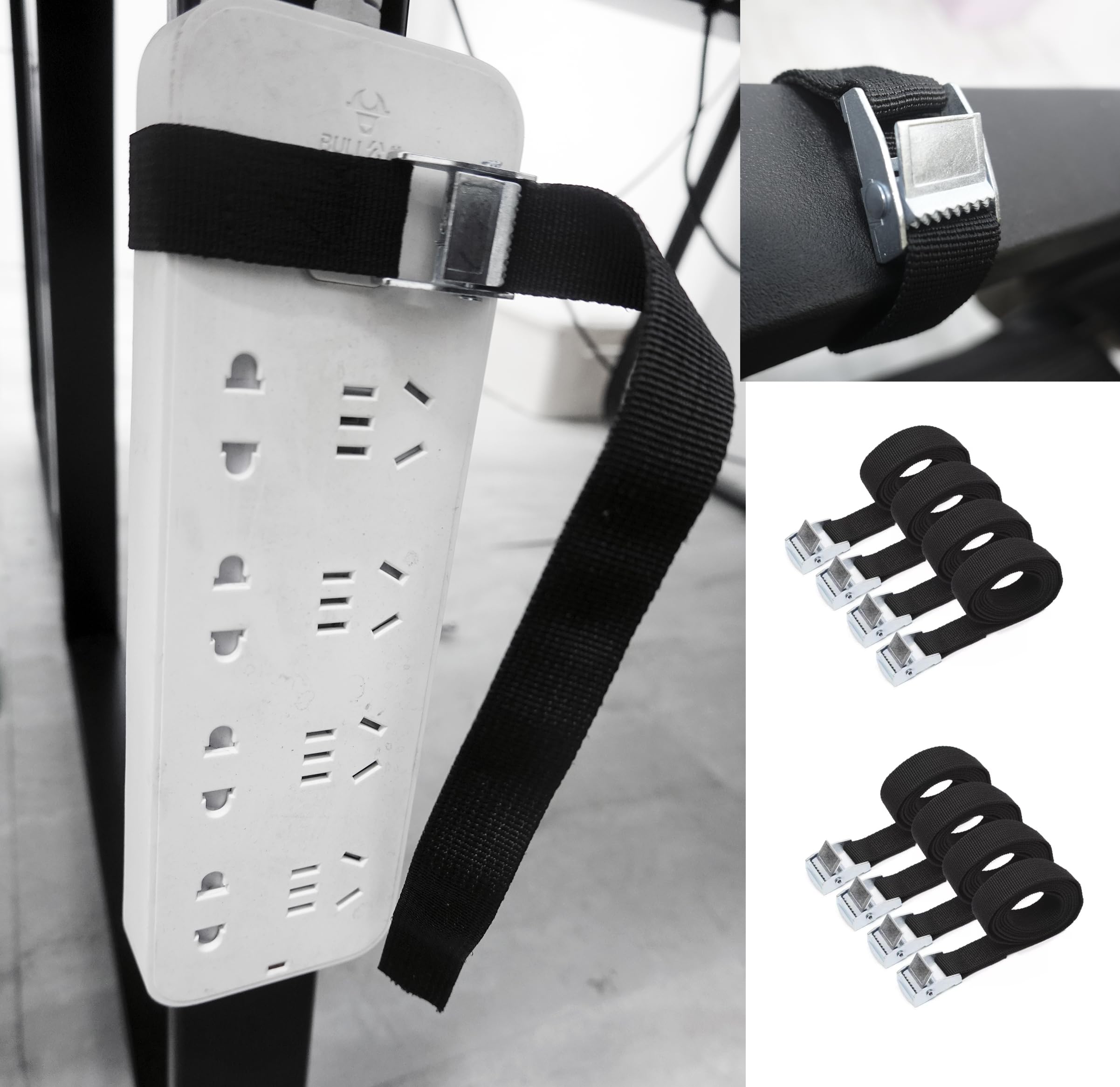 Lot De 12 Sangles De Serrage Réglables 100kg - Sangles D'Arrimage Noir 44x2cm Pour Moto, Voiture, Bagage
