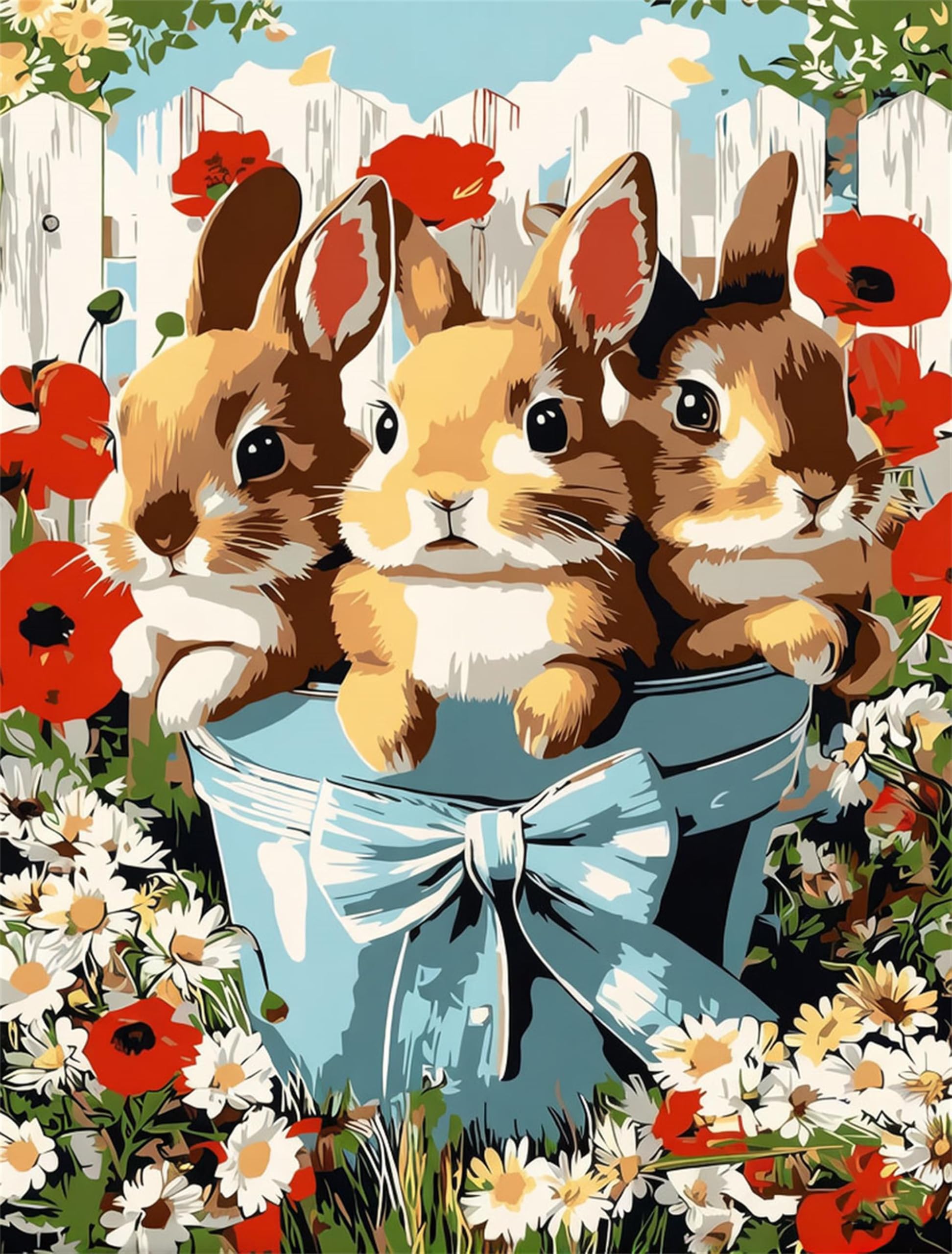 Nanjdian Rabbit Adults Paint By Number Kits,Painting By Number Kits On Canvas,Large Color By Numbers Adult Watercolor Gifts For Friends Wall Decor (Rabbit)