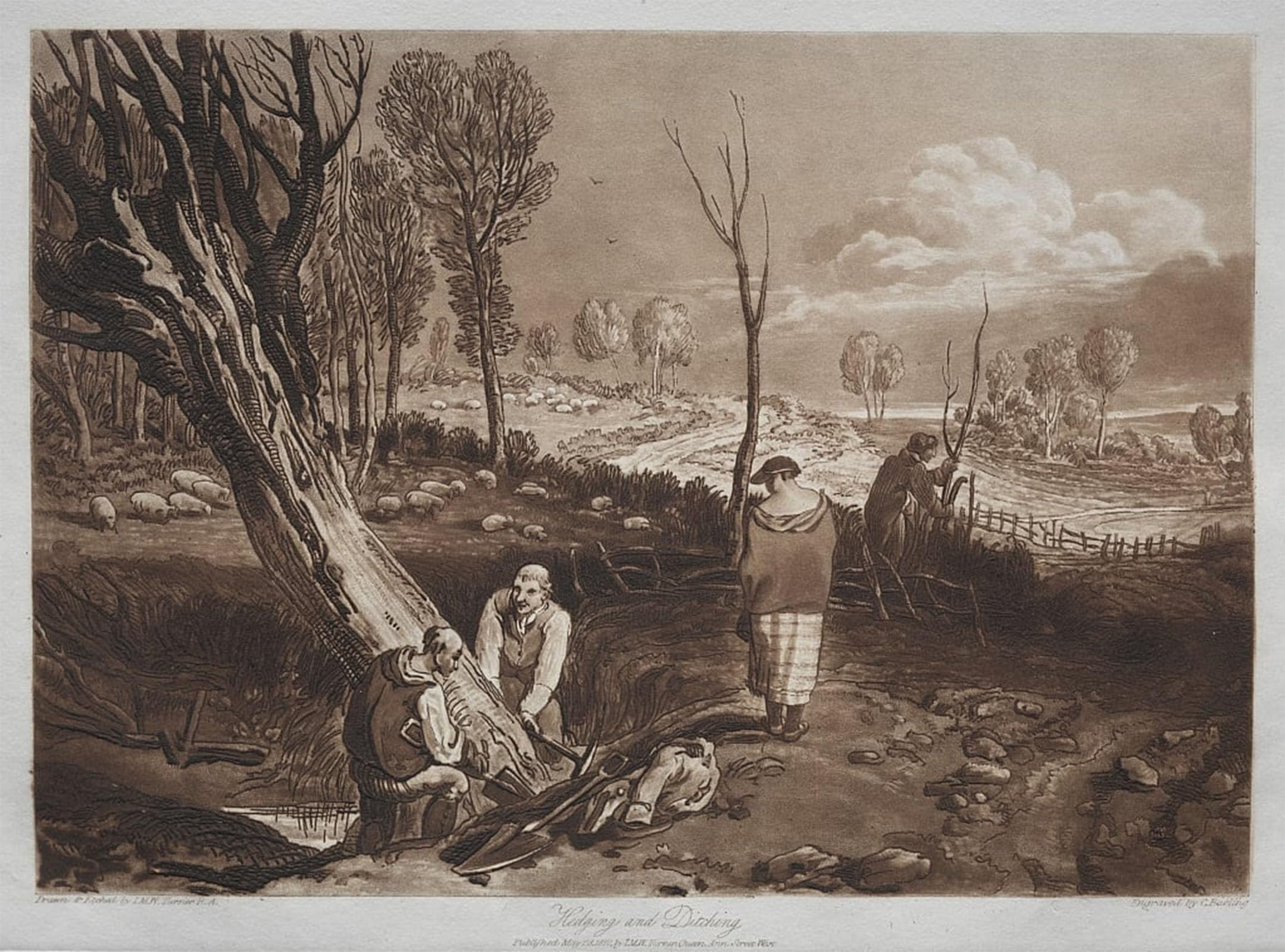 ARTXLXXBN Famous Print Painting Colorful Art Print Hedging and Ditching. by Mallord William Turner Canvas Art Decorations for Home Decor 60x90cm