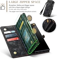 Vista 9 de Asuwish Phone Case for Samsung Galaxy Note 20 Glaxay Note20 5G Zipper Wallet Detachable Cover with Tempered Glass Screen Protector and Flip Card Blue