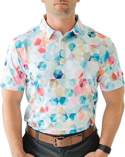 YATTA GOLF - Mens Golf Shirt Moisture Wicking Quick-Dry Short Sleeve - Standout Performance Casual Polo Shirts for Men