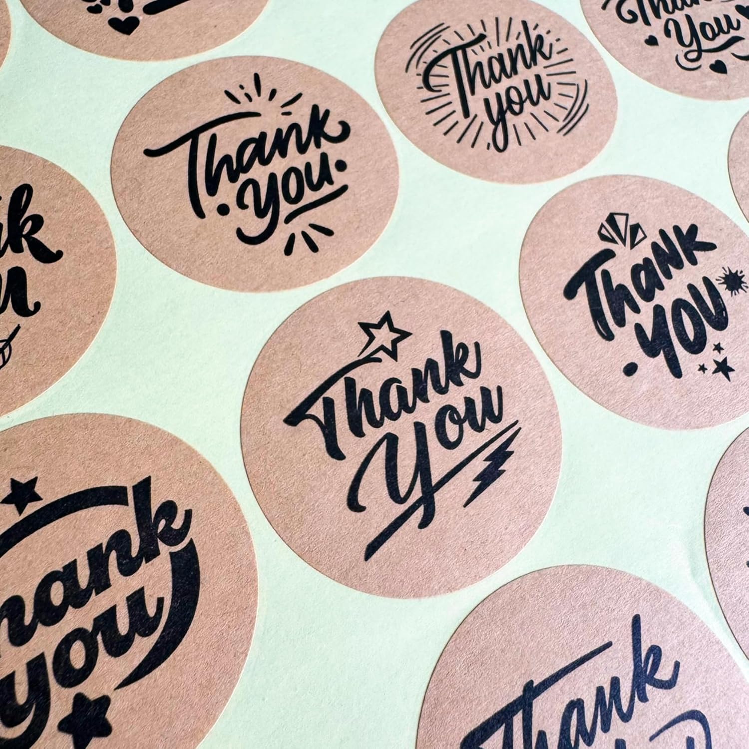 500 Pieces, 20 Designs - Large Thank You Stickers Small Business, Brown Kraft Labels - 2 inch - Image 4