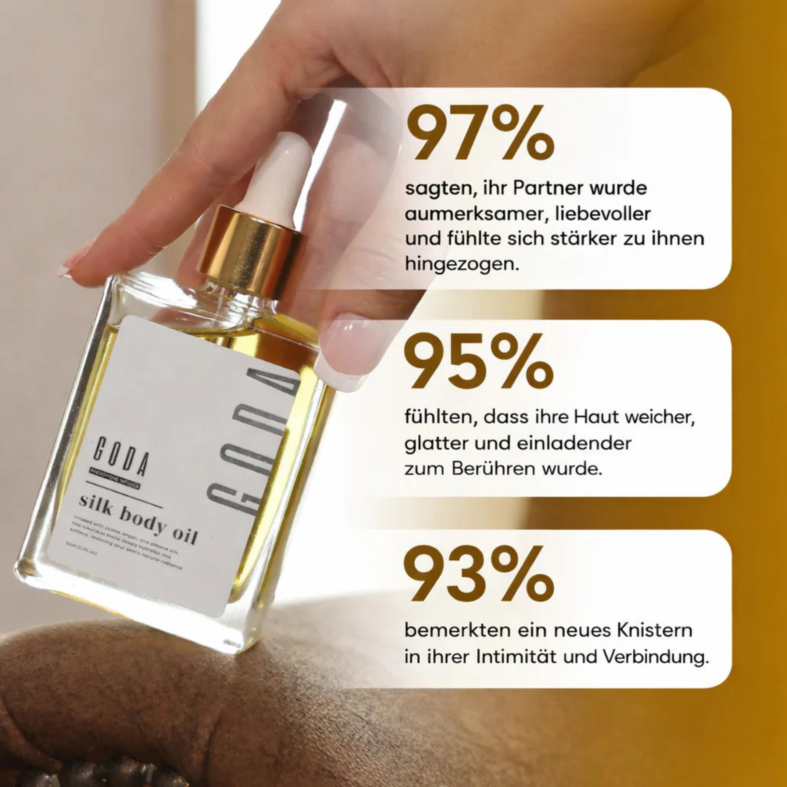 GODA Silk Body Oil 50 ml – Körperöl mit Jojoba Argan Mandelöl – Schnell einziehende Feuchtigkeitspflege für weiche Haut – Glow Effekt Hautpflege für Damen & Herren – Nicht fettend luxuriös pflegend