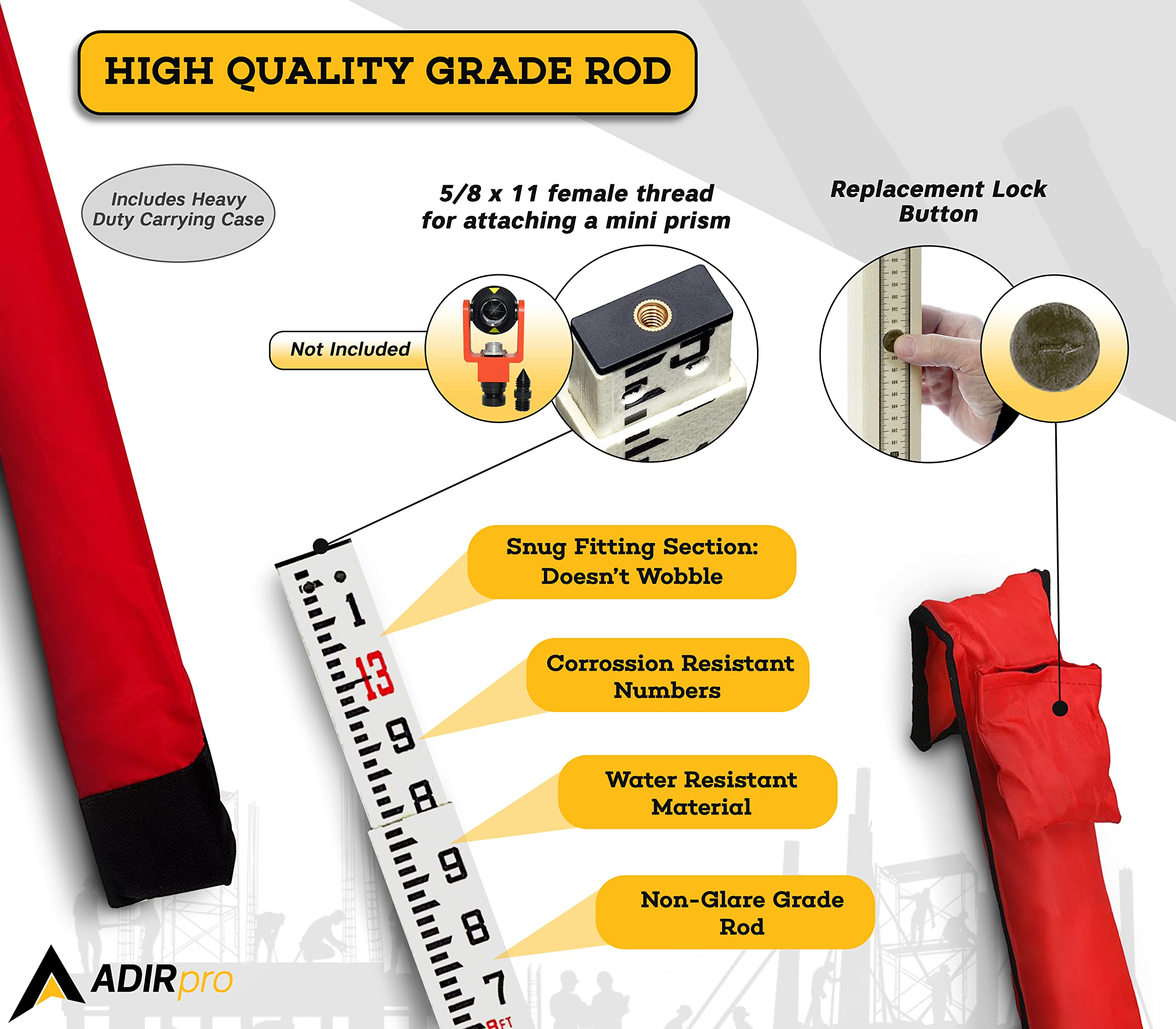 Threaded Rod Leveling Snapklik.com : AdirPro 13-foot Fiberglass Rectangular Leveling Rods ...
