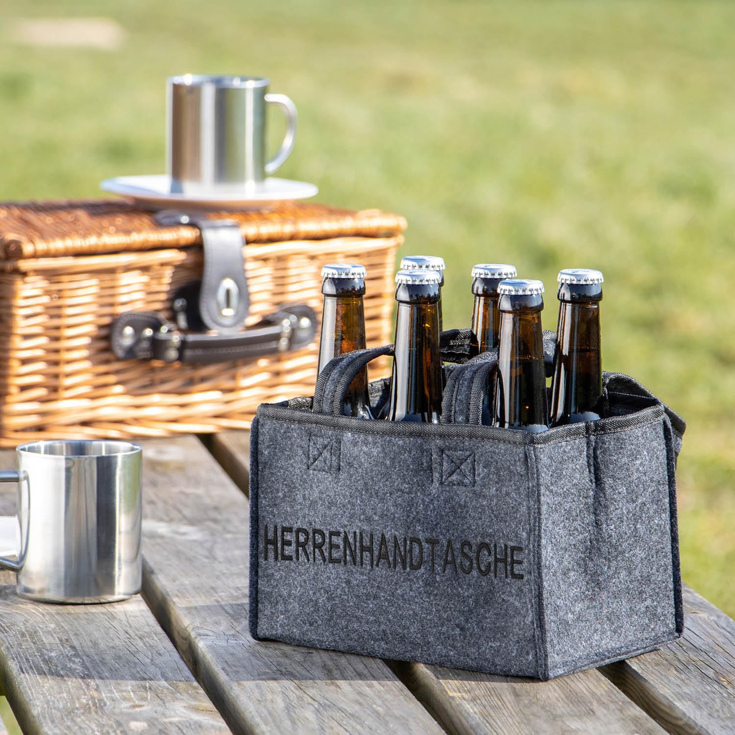 Enbagold Flessentas, 6/9 vakken, elk 1,5 liter, opvouwbare flessendrager, vilten mannenhandtas met scheidingswanden, flessen, boodschappentas voor