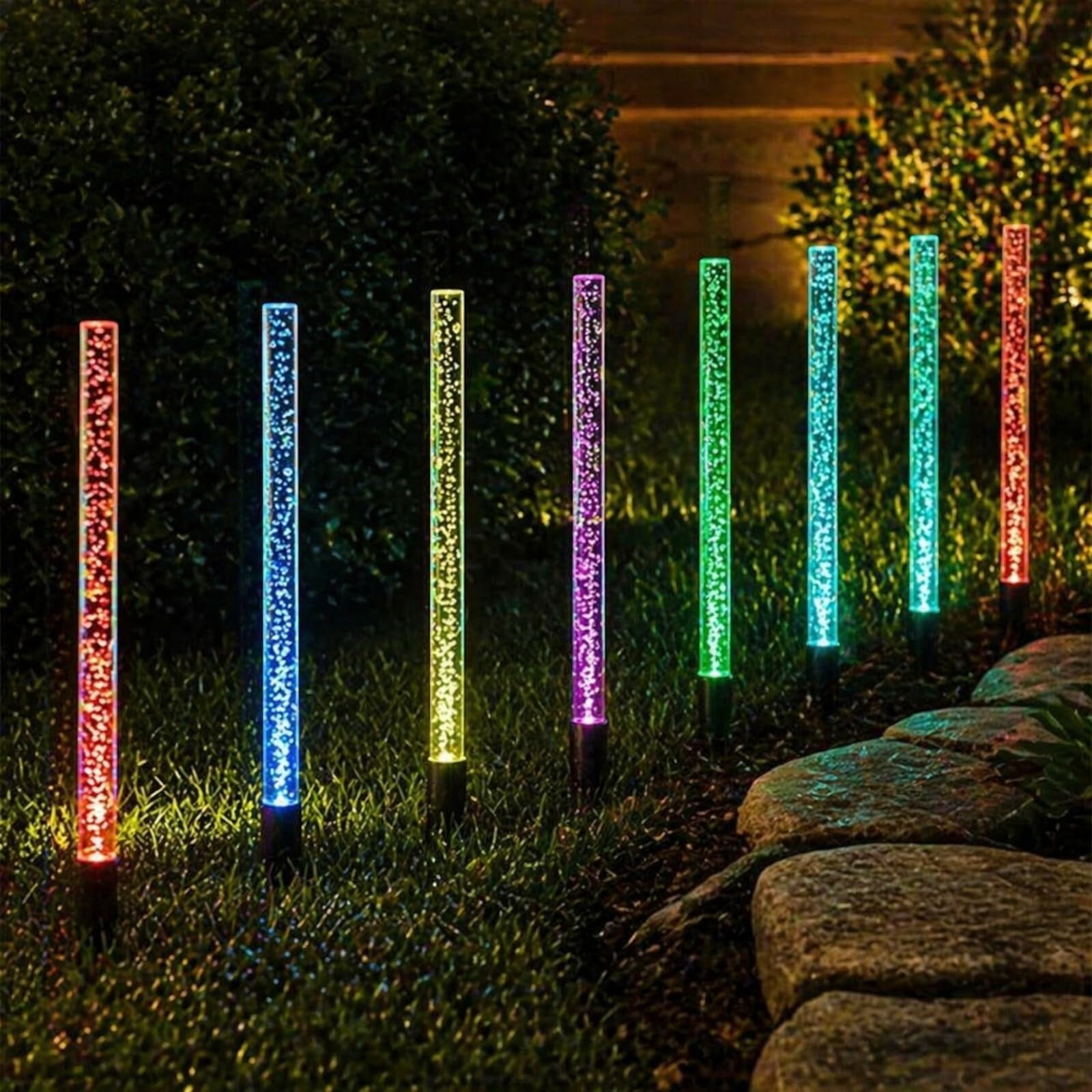 Carbeth Plants Set of 8 Bubble Pathway Outdoor Garden Stake Solar Lights