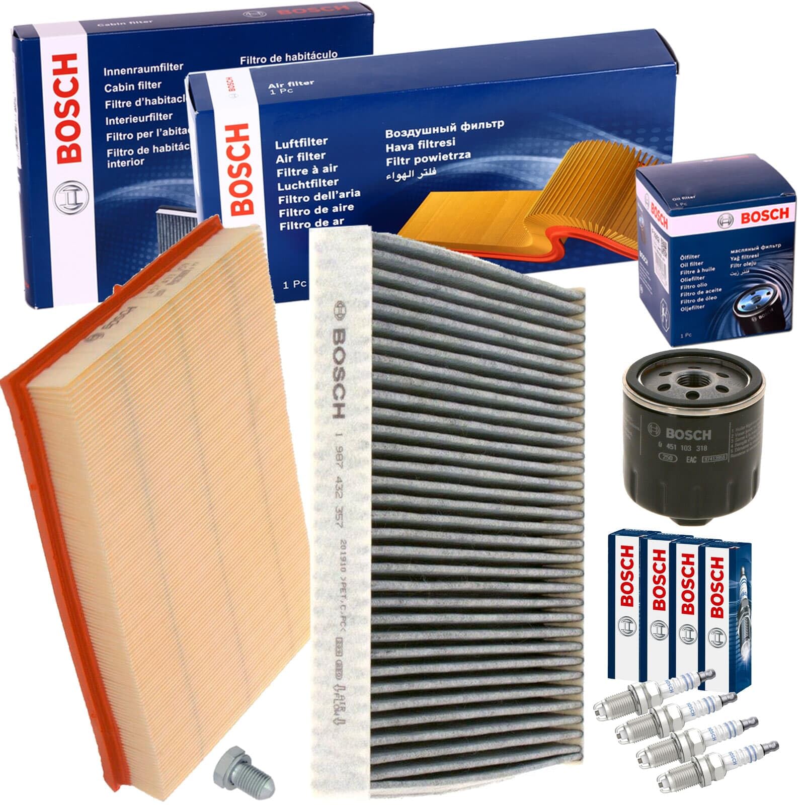 Filterset Paket | 1457433059+1987432357+0451103318+0242235668+48871 passend für 1.4+1.6+16V Polo 9N Fabia 6Y Ibiza 6L