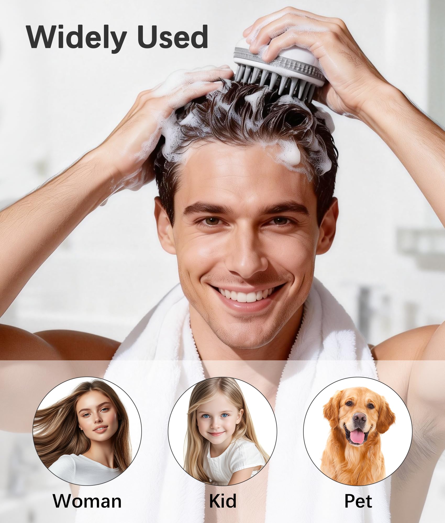 Cepillo de champú masajeador de cuero cabelludo, paquete de 2, limpiador de cuero cabelludo de silicona para uso húmedo y seco, masajeador de cabello para el crecimiento del cabello, elimina