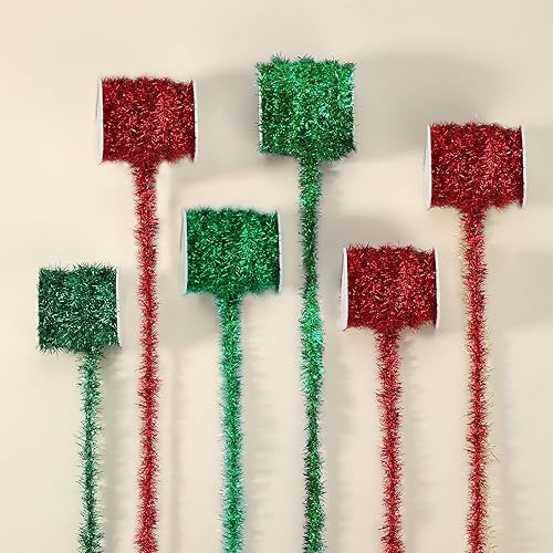 Vista 13 de Xinnun Guirnalda de oropel de Navidad de 60 yardas, guirnalda de oropel metálica fina con purpurina colorida para Navidad, boda, fiesta de Dorado