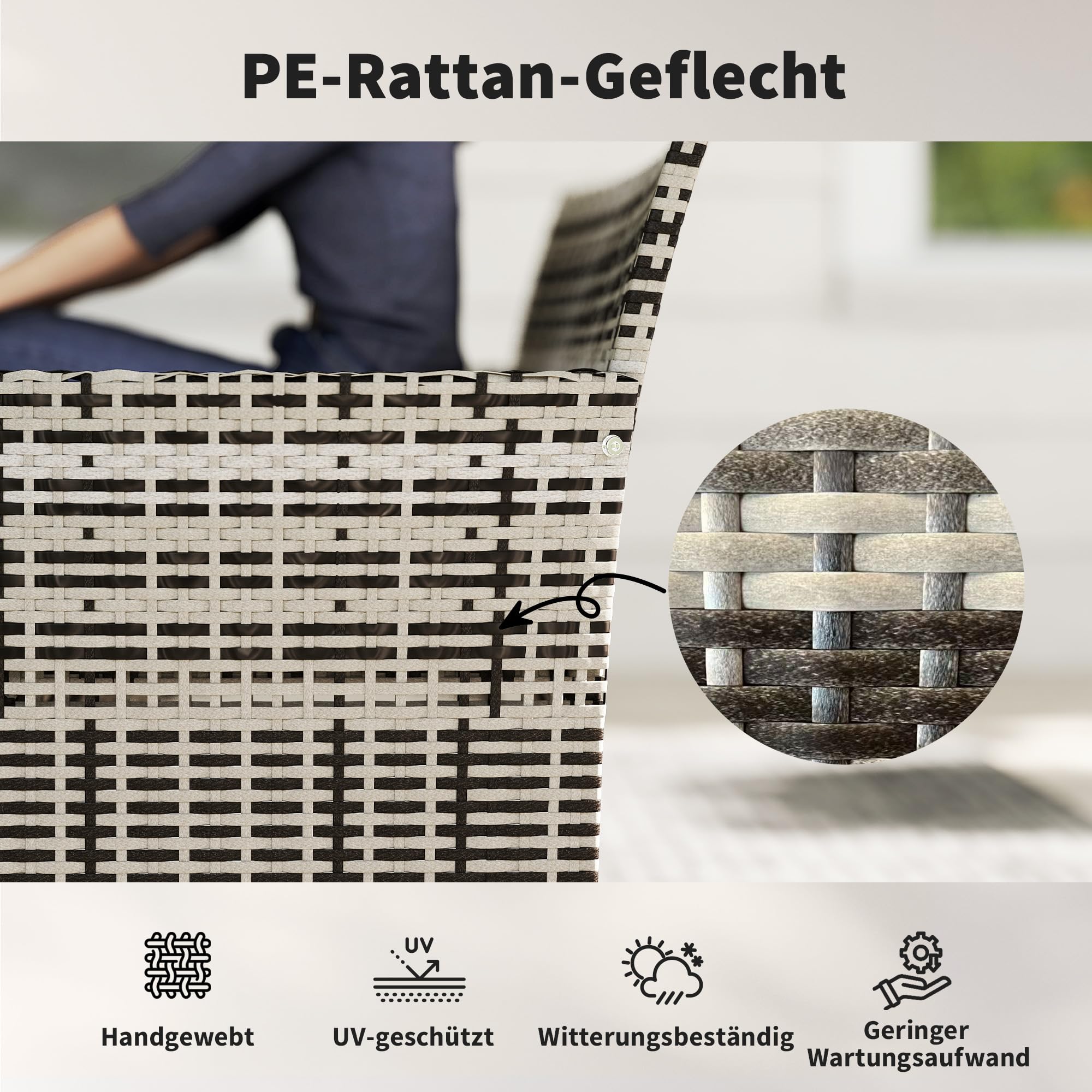 Outsunny Sofa Ogrodowa 2-osobowa Rattanowa z Poduszką, Sofa na Taras Balkon, Pogodoodporna, Jasnoszara | Sofa wypoczynkowa, sofa do ogrodu, na taras, balkon, polirattan