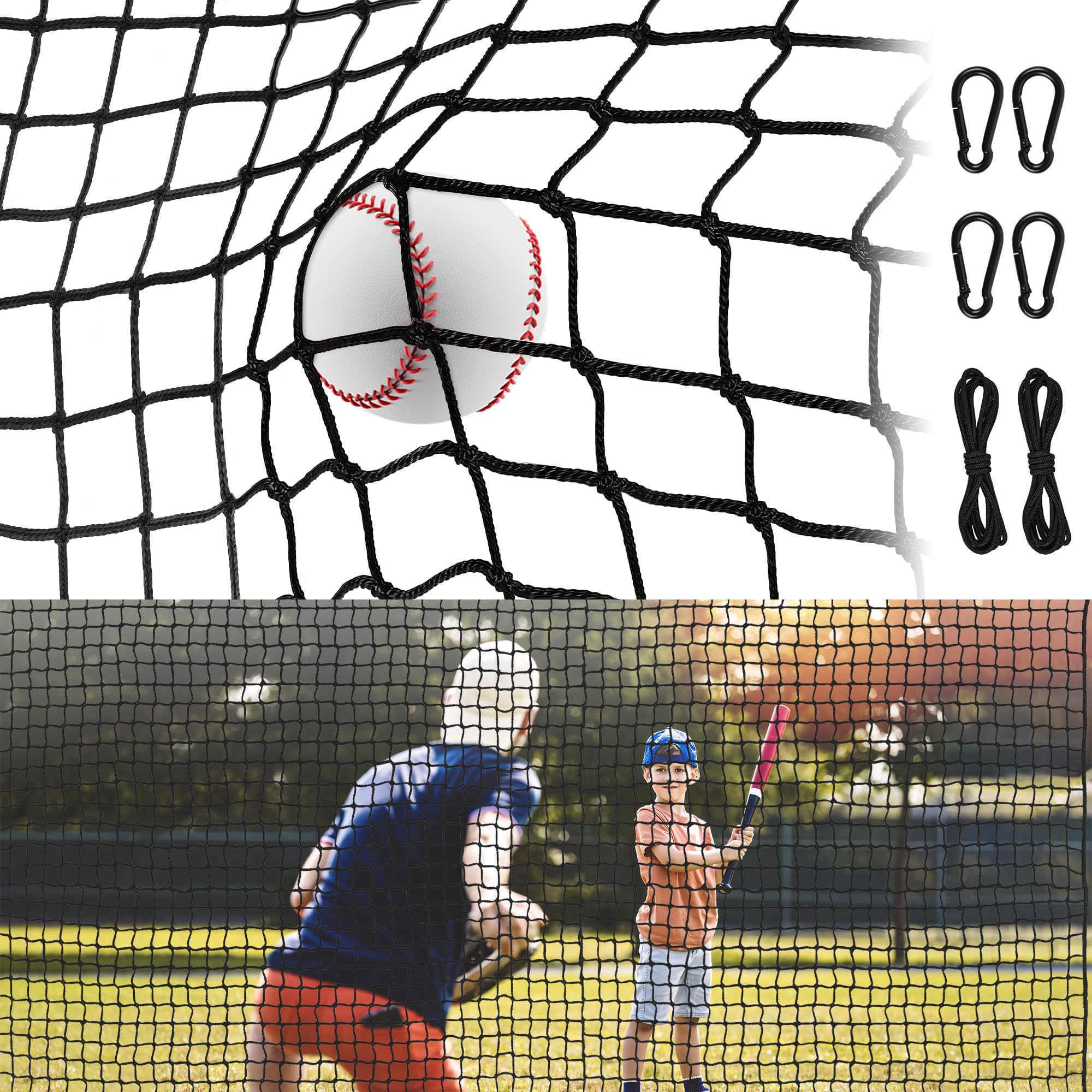 Photo 1 of 10 * 14FT Baseball Net,Easy Installation Baseball Hitting Net with Rope and Carabiners, Heavy Duty Baseball Softball Backstop Nets, Durable Sports Netting for Basketball Soccer Lacrosse Hockey