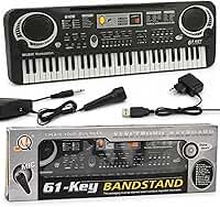 Teclado Musical Infantil 61 Teclas Piano Eletrônico Com Microfone E Fonte Bivolt Gravador Educativo MQ-6106 Original Completo Ideal Para Iniciantes Estímulo Musical Crianças