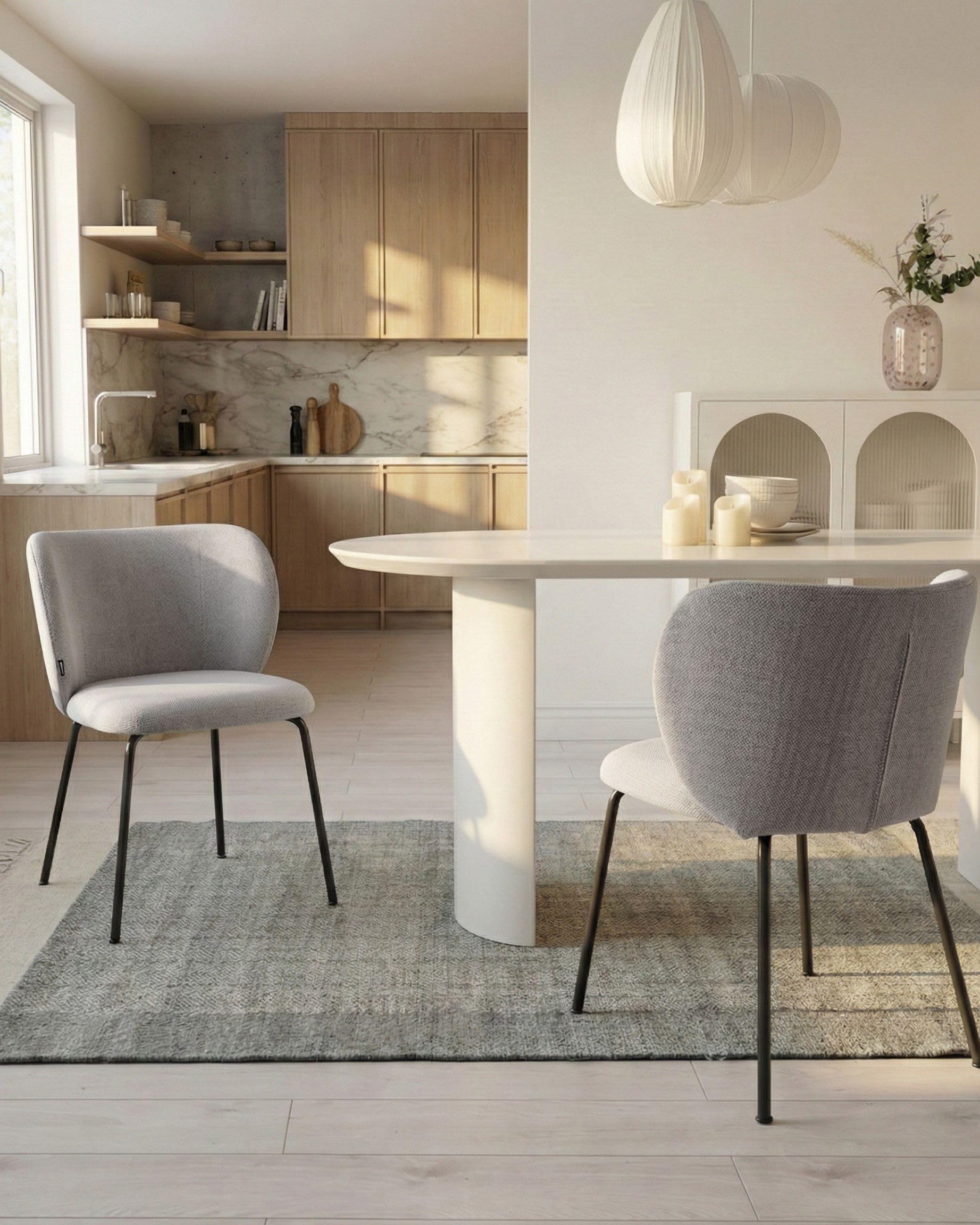 Zestaw 2 krzeseł do jadalni tapicerowanych retro design bez podłokietników metalowa konstrukcja złamana biel Calera