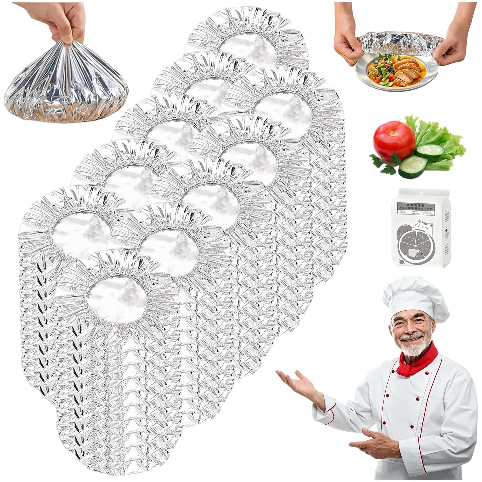 Reusable Aluminum Foil Food Covers: Heat Insulating & Thickened Elastic Lids for Hot Meals, Fresh-Keeping Tin Foil Bowl Covers for Kitchen Food Storage, Picnics and Leftovers (100 Pcs)