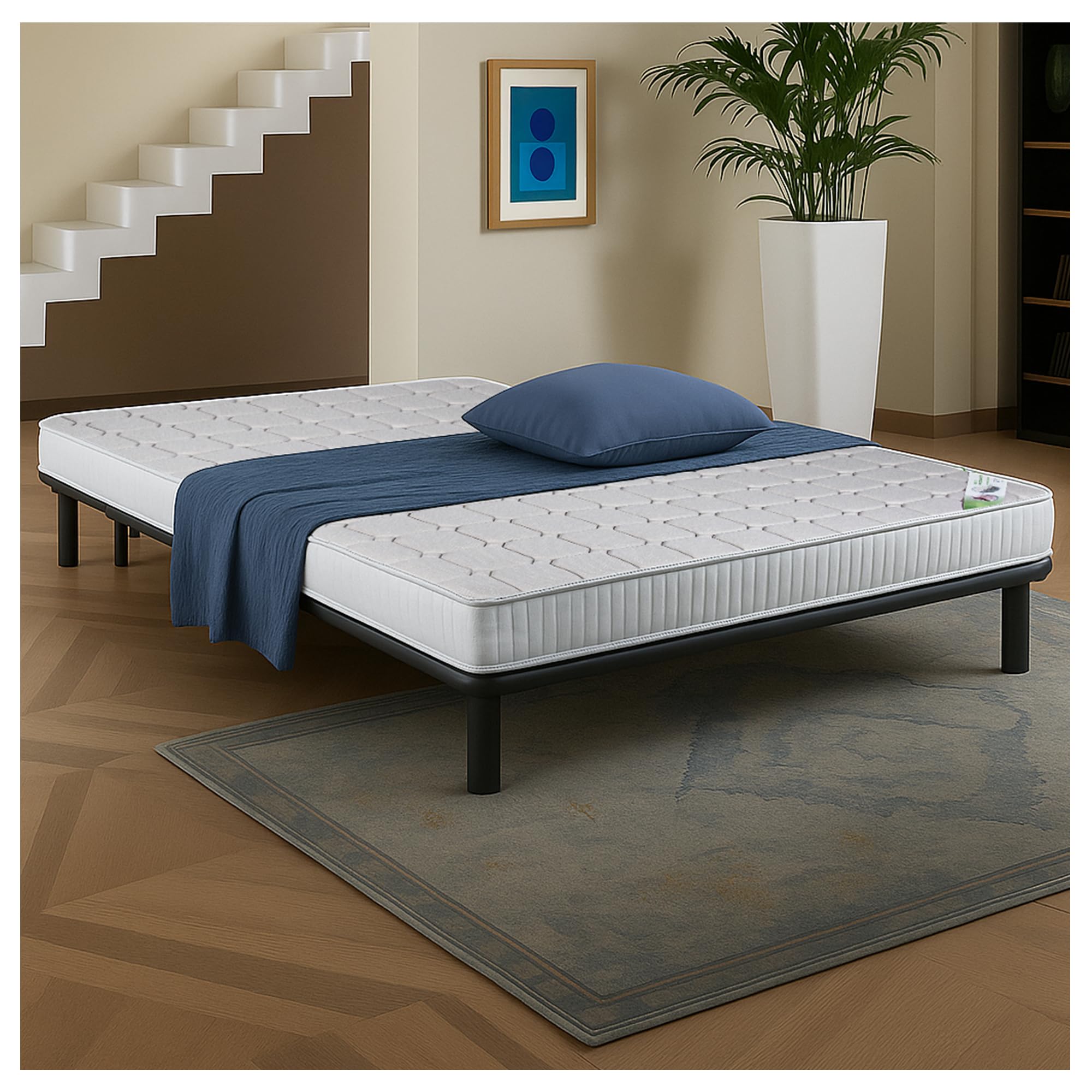 EVERGREENWEB - Colchón Clic clac 120x190 cm h 10 para sofá Cama con Espuma viscoelástica, Plegable, Pliegue en el Asiento, Ortopédico, hipoalergénico, Cordones de fijación Bed Sofa Memory
