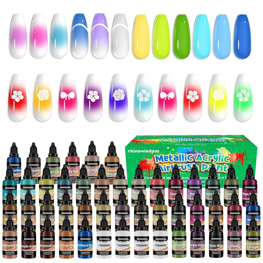 Amazon | エアブラシペイント - 44色 4つのシンナーメタリック
