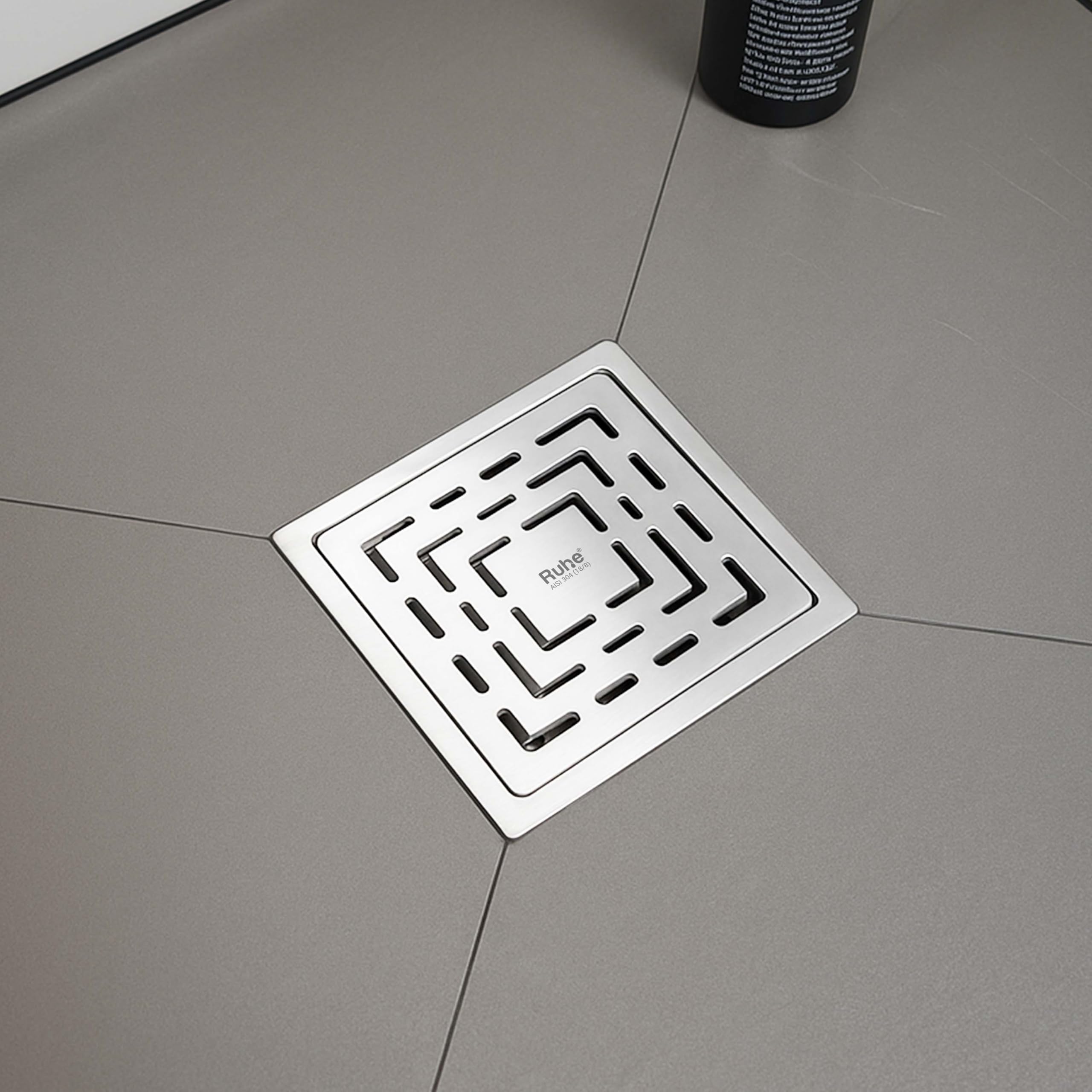 Ruhe® Sapphire Exclusive Square Flat Cut Floor Drain/Jali | 304 Stainless Steel Floor Drain with Cockroach Trap/Jali 6 x 6 inches