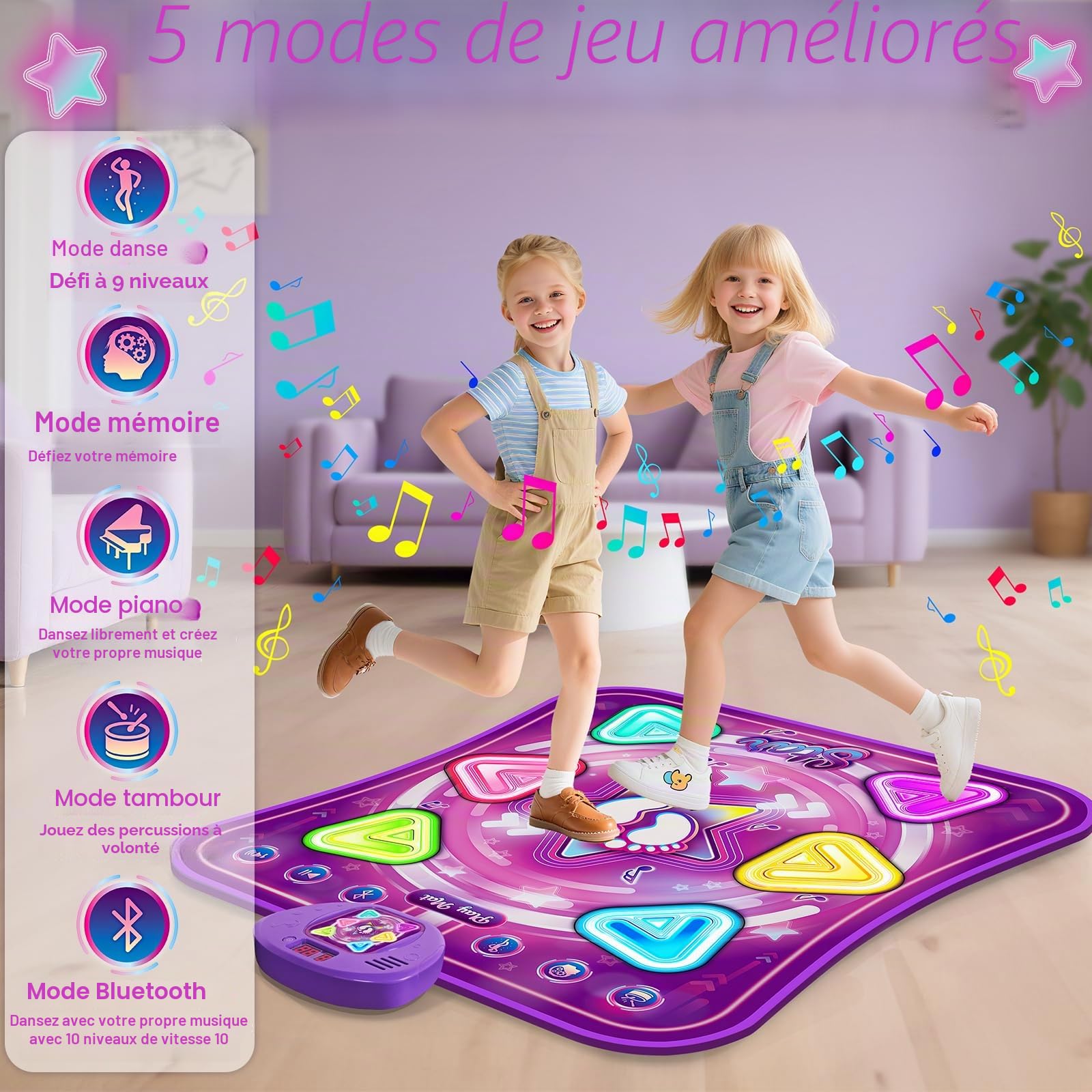 Tapis De Danse Lumineux Handwell – Bluetooth, 5 Modes – Cadeau Enfant 3-8 Ans – Connexion Smartphone