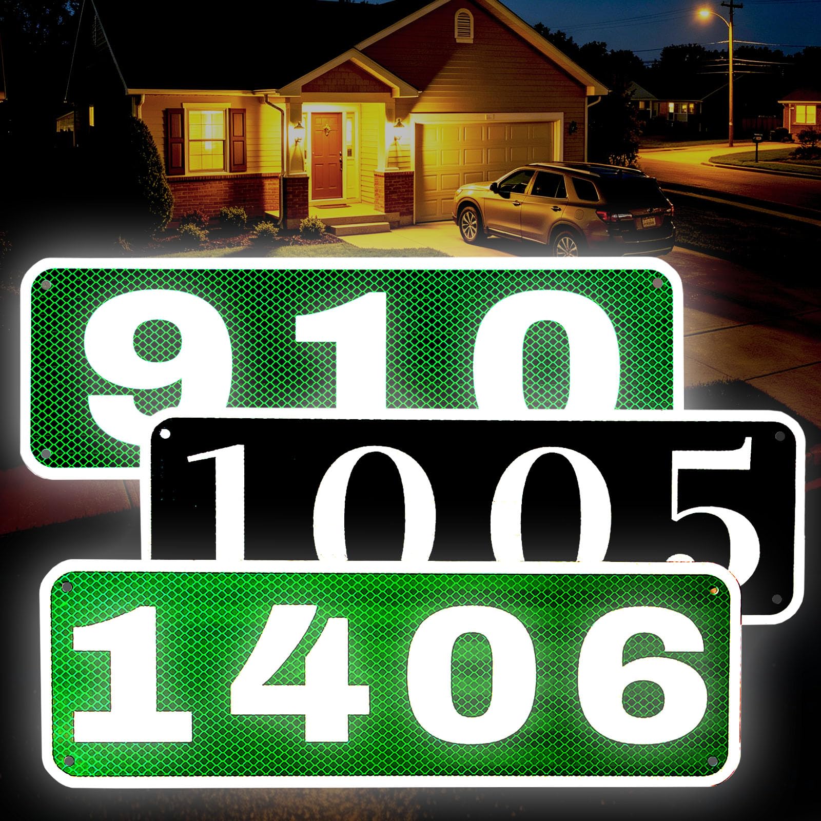 Reflective House Numbers Address sign - Rustproof Metal Signs for Outside