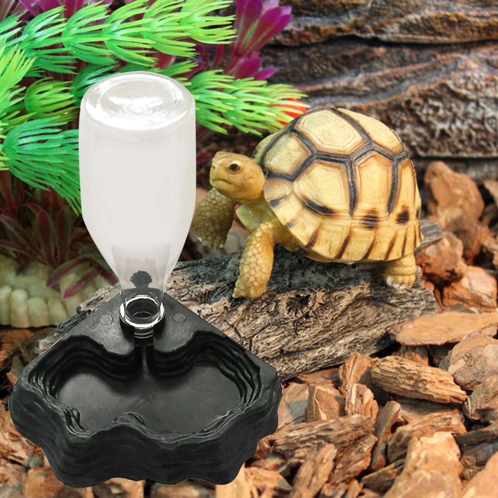 Distributeur d'eau pour Reptile, Abreuvoir Tortue, Mangeoire Gamelle Tortue Terrestre, Anti Debordement Plastique Bol Accessoire