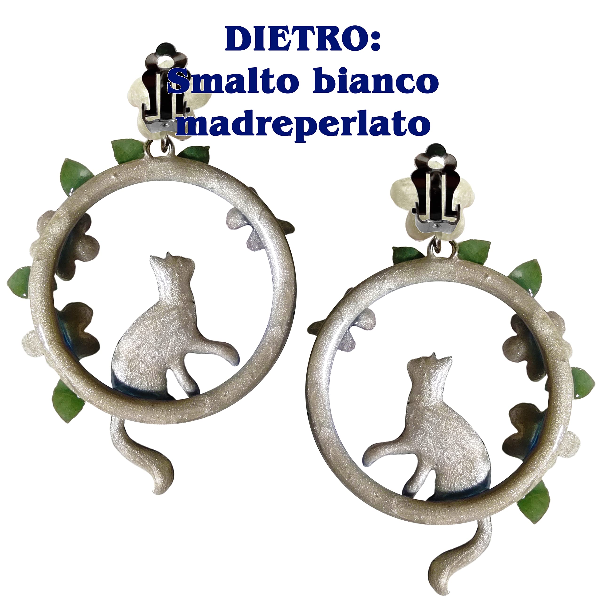 ORECCHINI GATTO CON FARFALLA CON CLIPS