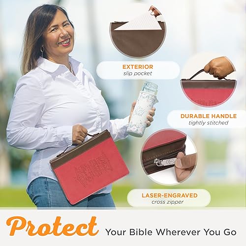 Miniatura 5 de Christian Art Gifts Women's Fashion Bible Cover I Know The Plans Jeremiah 2911, PinkBrown Faux Leather, Medium