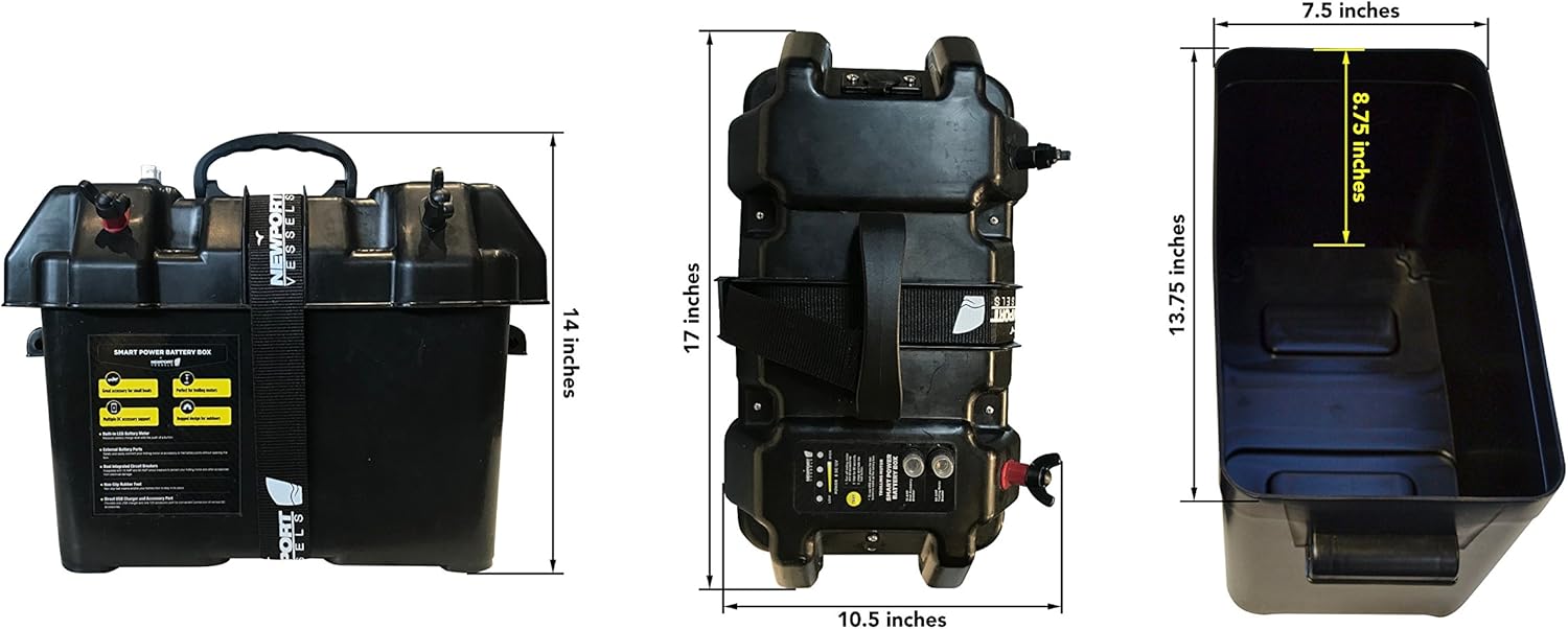 Buy Newport Trolling Motor Smart Battery Box Power Center with USB and