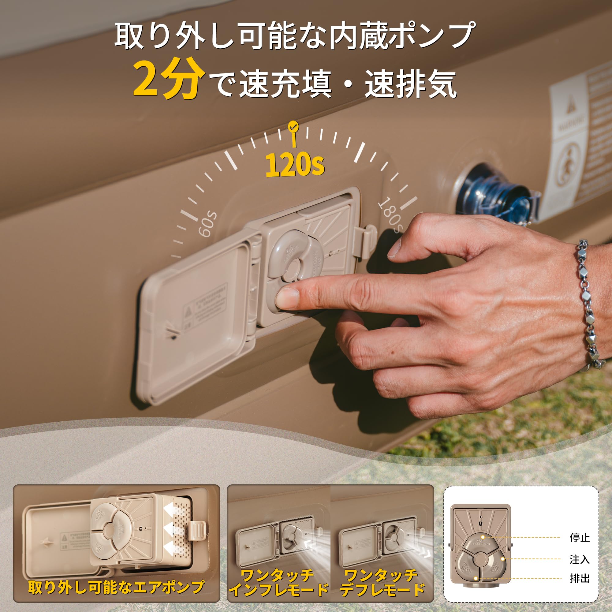 Amazon.co.jp: Naturehike 公式 エアーベッド 内蔵電動ポンプ キャンプ