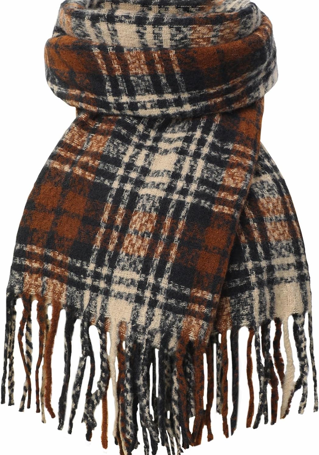 Tavaleu Winter Scarf for Women, Cashmere Feel Scarf Blanket Plaid Scarfs, Shawls Wraps Womens Scarves Fall Warm Tassel Shawls