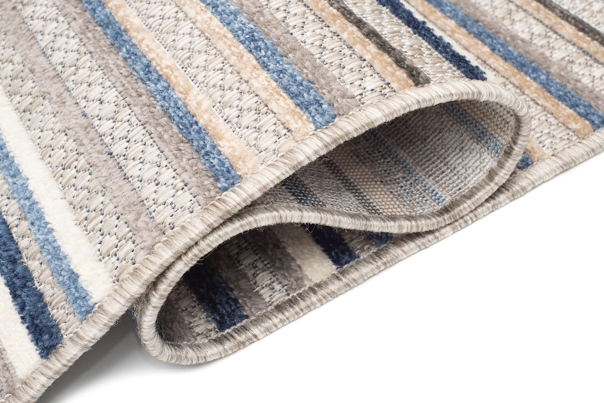 TAPISO Patio dywan tarasowy, mata do kuchni, salonu, na zewnątrz, nowoczesny design, 3D, beżowy, szary, czarny, kremowy, linie, sizal, wytrzymały 200 x 300 cm