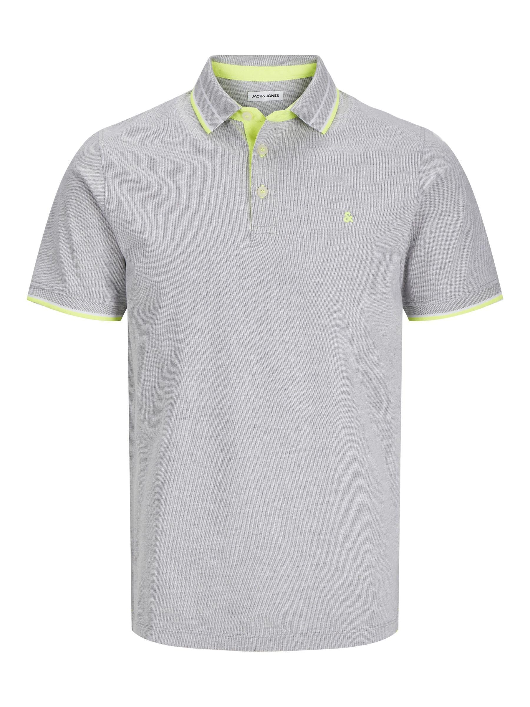 JACK&JONES JJEPAULOS SS NOOS Polo Shirt, Light Grey Melange/Detail: neon, XS