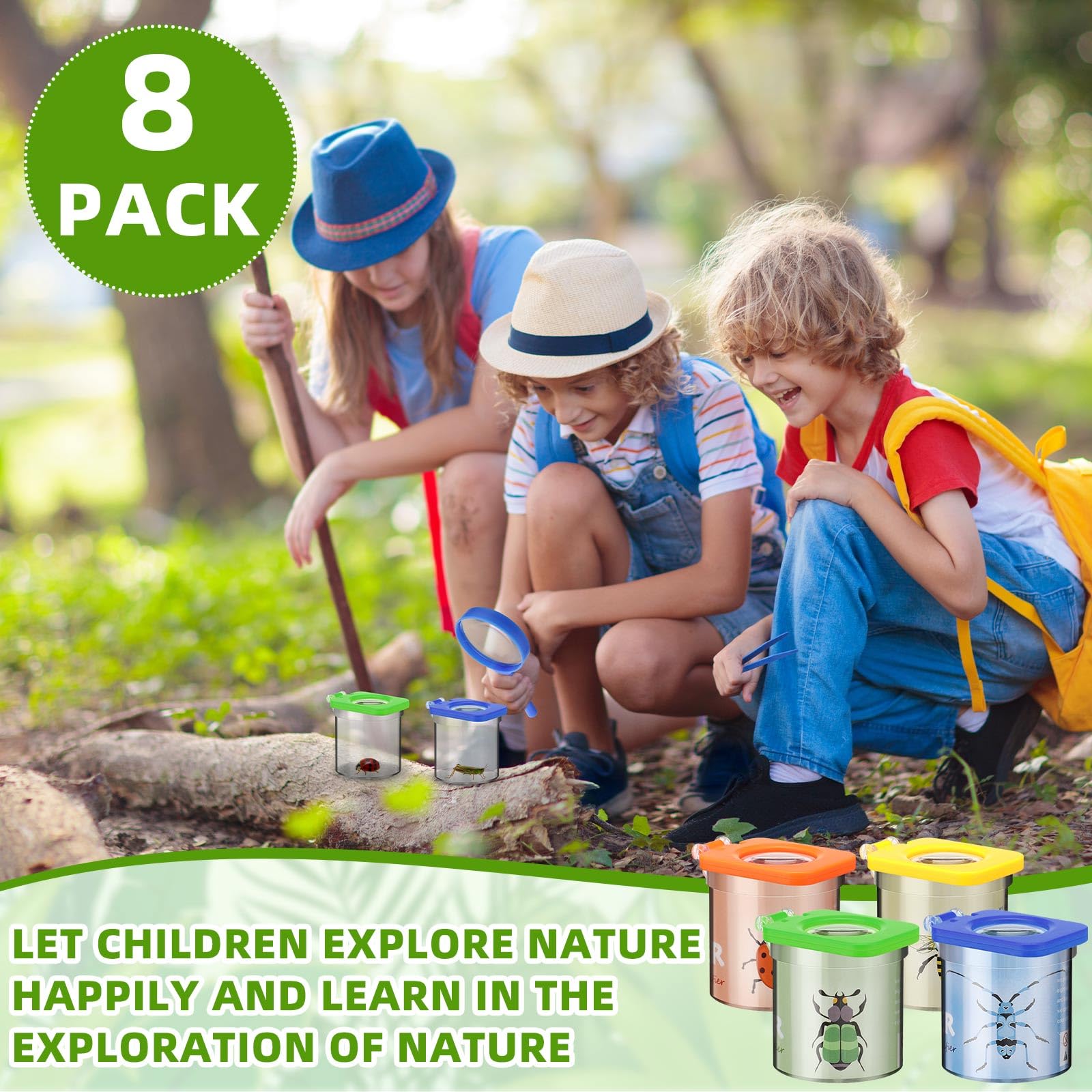 Nature Exploration Kit 8 Pack Bug Viewer Kit For Kids With Tweezers ...