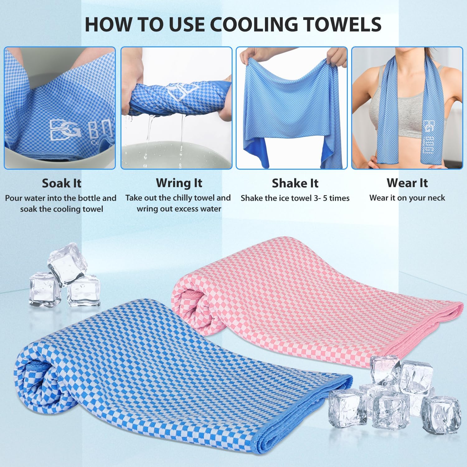 BOGI Cooling Towels for Neck and Face, Soft Breathable Cool Towel for Instant Cooling Stay Cool for Yoga, Sport, Gym, Camping, Running & More Activities thumbnail