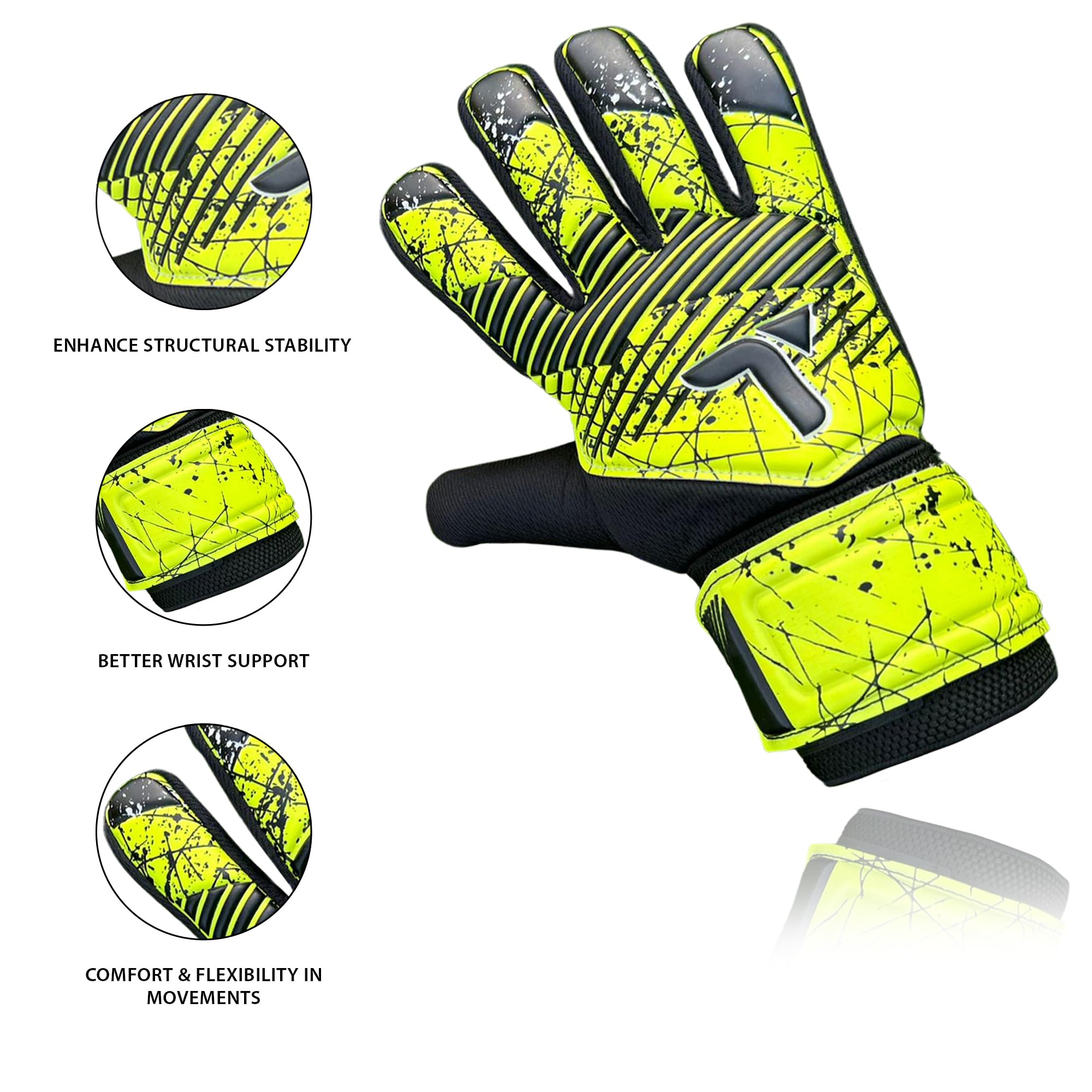 TIGEAR SuperJam Goalkeeper Gloves (Yellow, 6) - Image 3